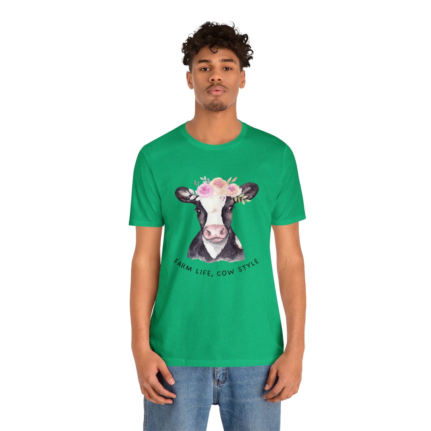 Cow T-Shirt, Farm Shirt, Farm Life Cow Style Shirt, Farm Life Shirt, Country Shirt, Cottagecore Shirt, Cow Shirt, Cow with Flower Wreath