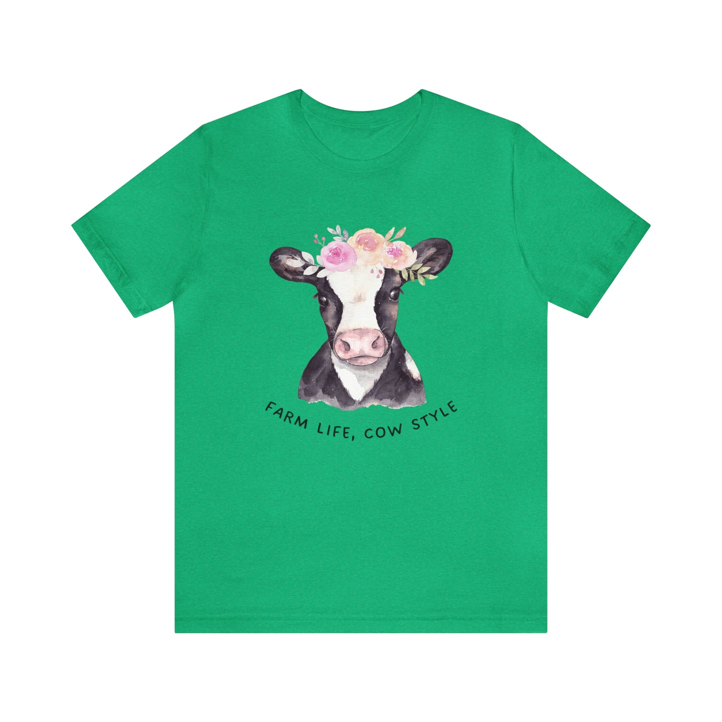 Cow T-Shirt, Farm Shirt, Farm Life Cow Style Shirt, Farm Life Shirt, Country Shirt, Cottagecore Shirt, Cow Shirt, Cow with Flower Wreath