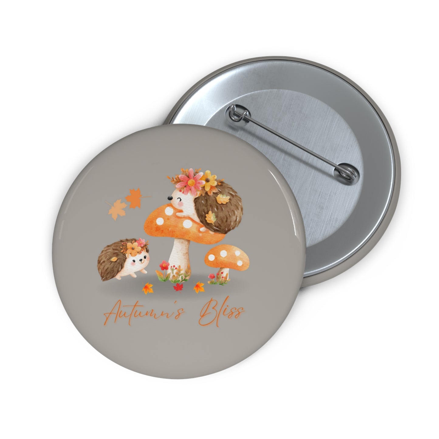 Hedgehog Pin, Hedgehogs Pinback Button, Cottagecore Pin, Autumnal Pin, Hedgehog Brooch, Woodlands Animal on Mushroom Pin, Autumn's Bliss