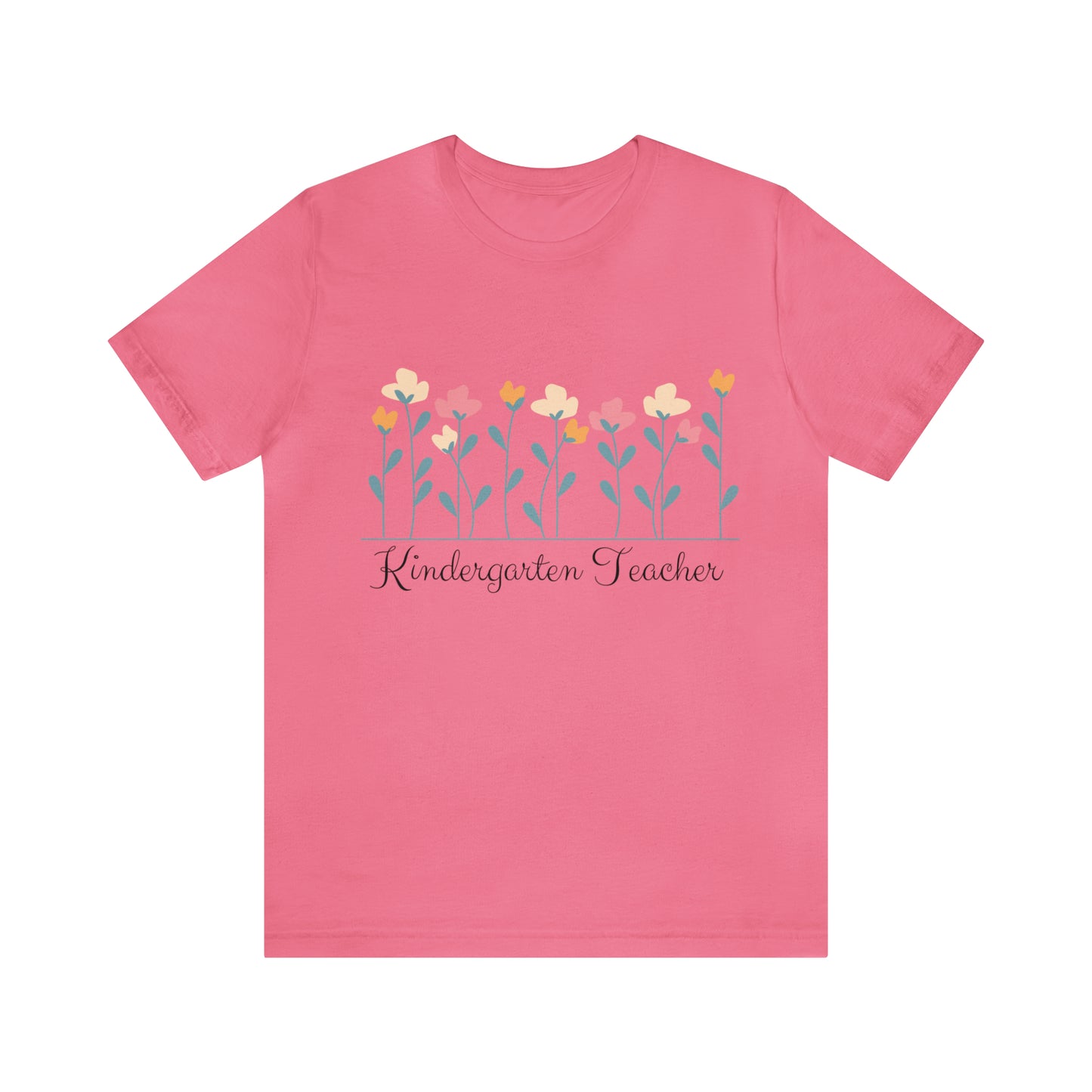 Floral Kindergarten Teacher T-shirt, Kindergarten Teacher Shirt, Spring Flowers Teacher Tshirt, Gift For Kindergarten Teacher, Color Choices