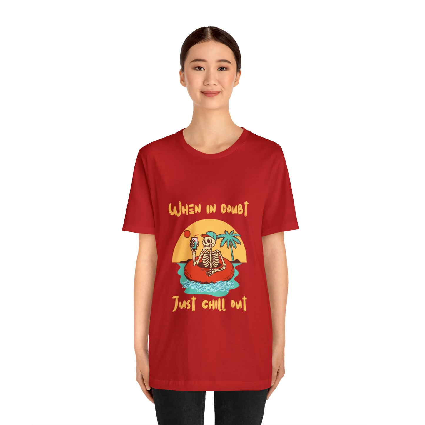 Summer Skeleton Shirt, Relaxing Skeleton Shirt, Skeleton at the Beach T-Shirt, Summer Fun Shirt, Unisex Funny Skeleton Shirt, Color Options