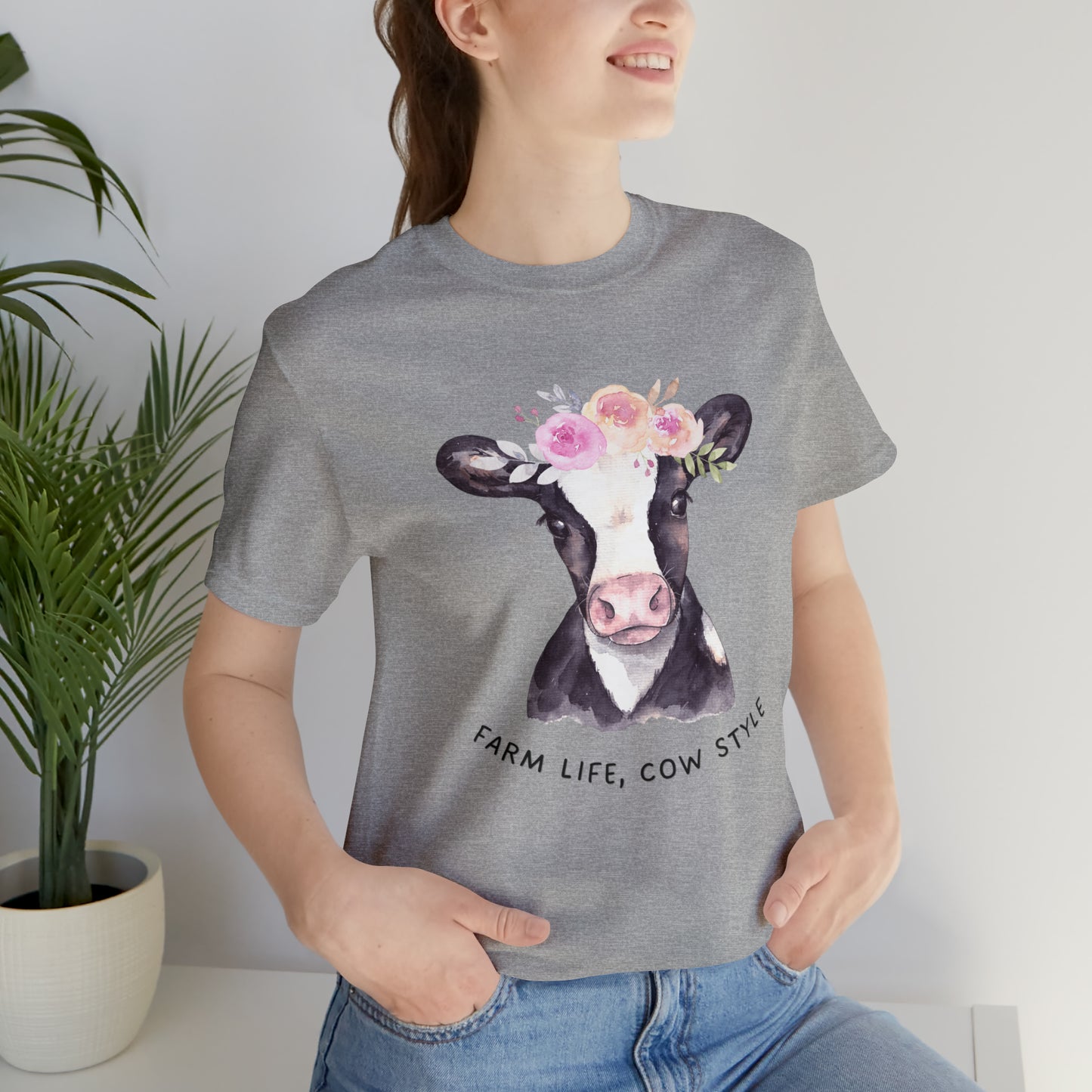 Cow T-Shirt, Farm Shirt, Farm Life Cow Style Shirt, Farm Life Shirt, Country Shirt, Cottagecore Shirt, Cow Shirt, Cow with Flower Wreath