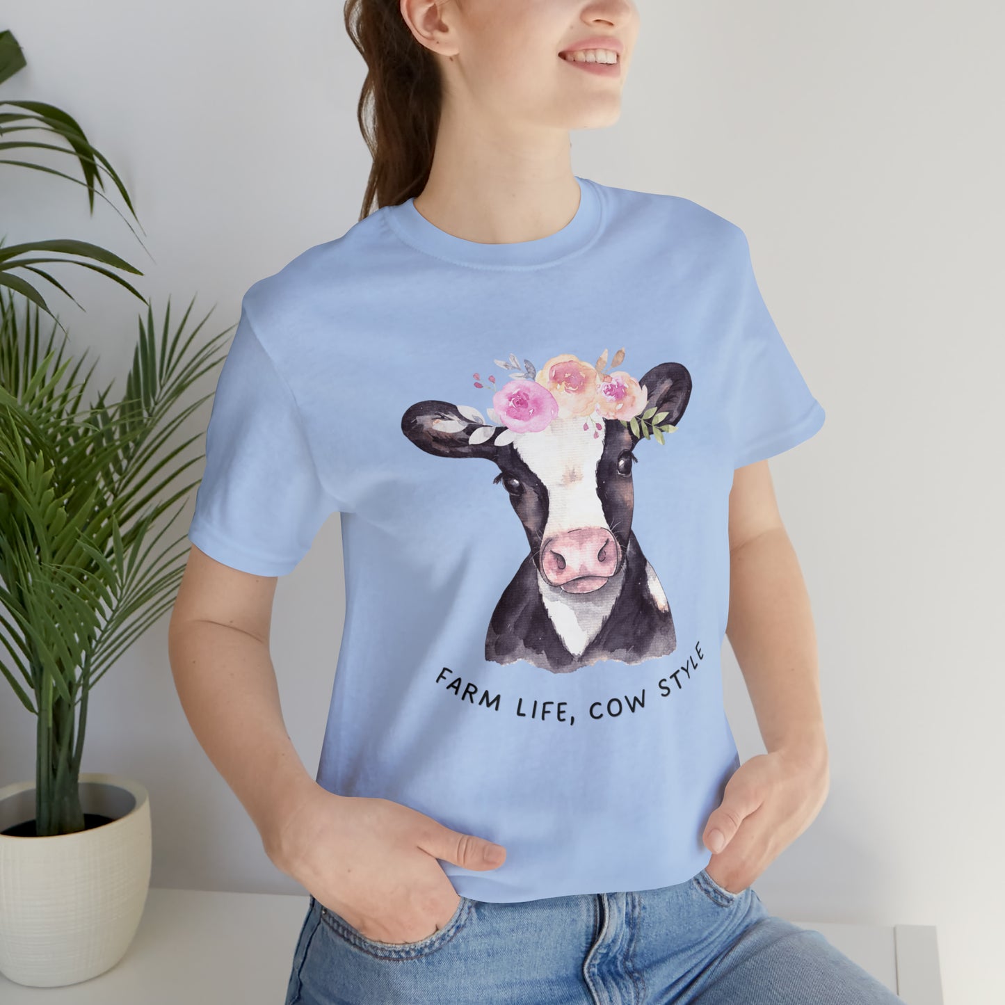 Cow T-Shirt, Farm Shirt, Farm Life Cow Style Shirt, Farm Life Shirt, Country Shirt, Cottagecore Shirt, Cow Shirt, Cow with Flower Wreath