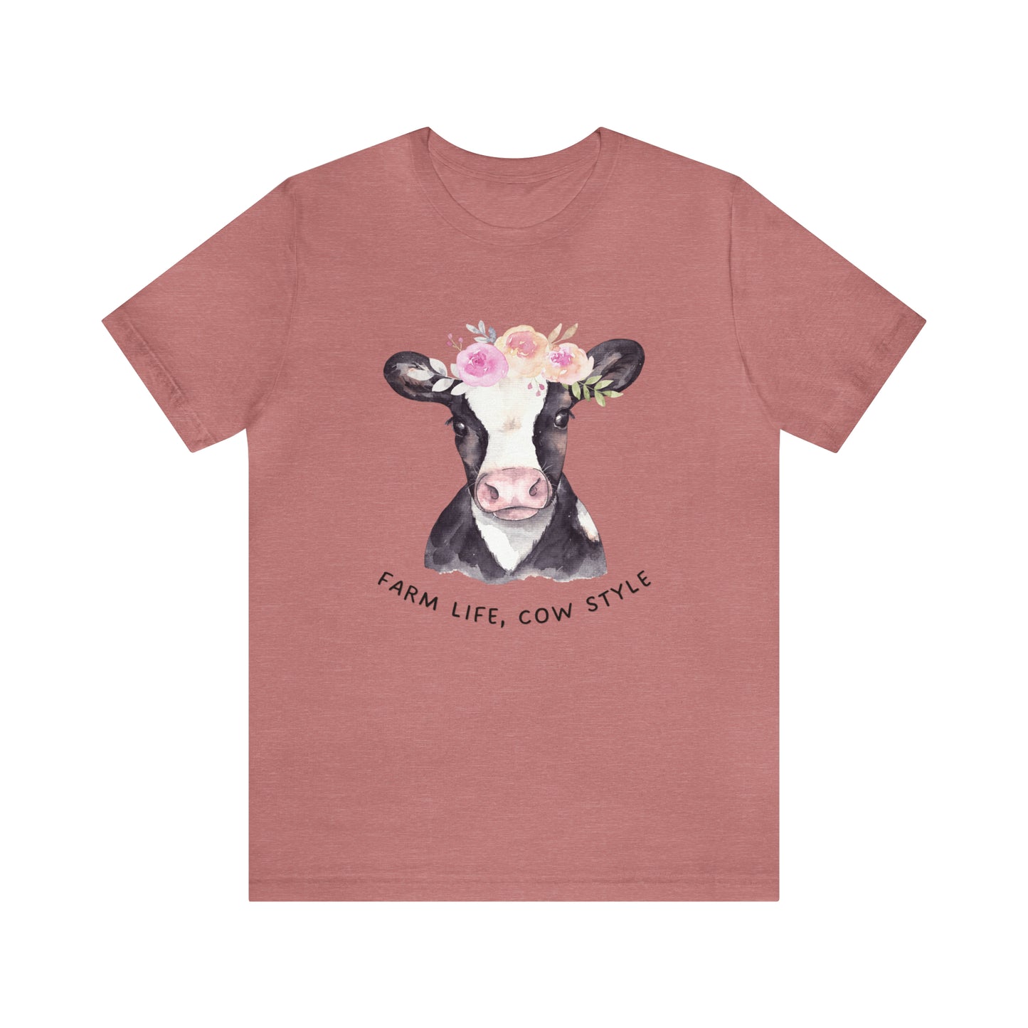 Cow T-Shirt, Farm Shirt, Farm Life Cow Style Shirt, Farm Life Shirt, Country Shirt, Cottagecore Shirt, Cow Shirt, Cow with Flower Wreath