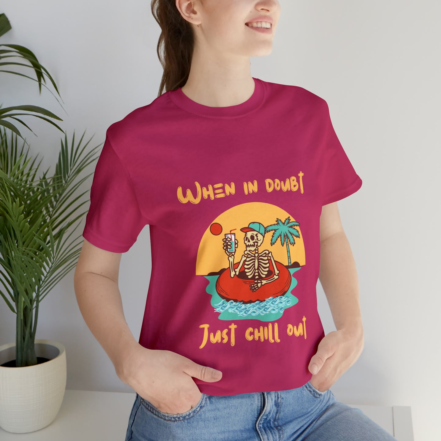 Summer Skeleton Shirt, Relaxing Skeleton Shirt, Skeleton at the Beach T-Shirt, Summer Fun Shirt, Unisex Funny Skeleton Shirt, Color Options