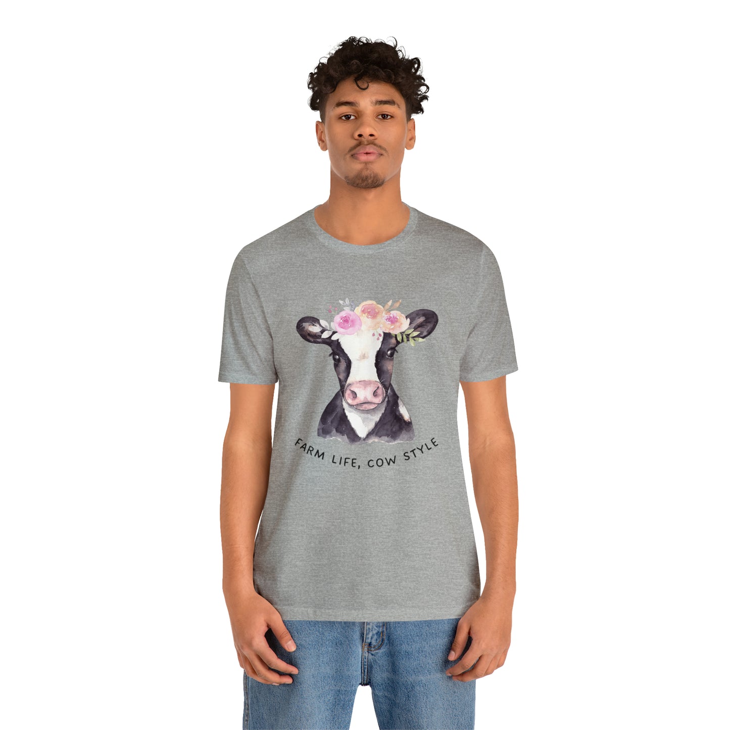 Cow T-Shirt, Farm Shirt, Farm Life Cow Style Shirt, Farm Life Shirt, Country Shirt, Cottagecore Shirt, Cow Shirt, Cow with Flower Wreath