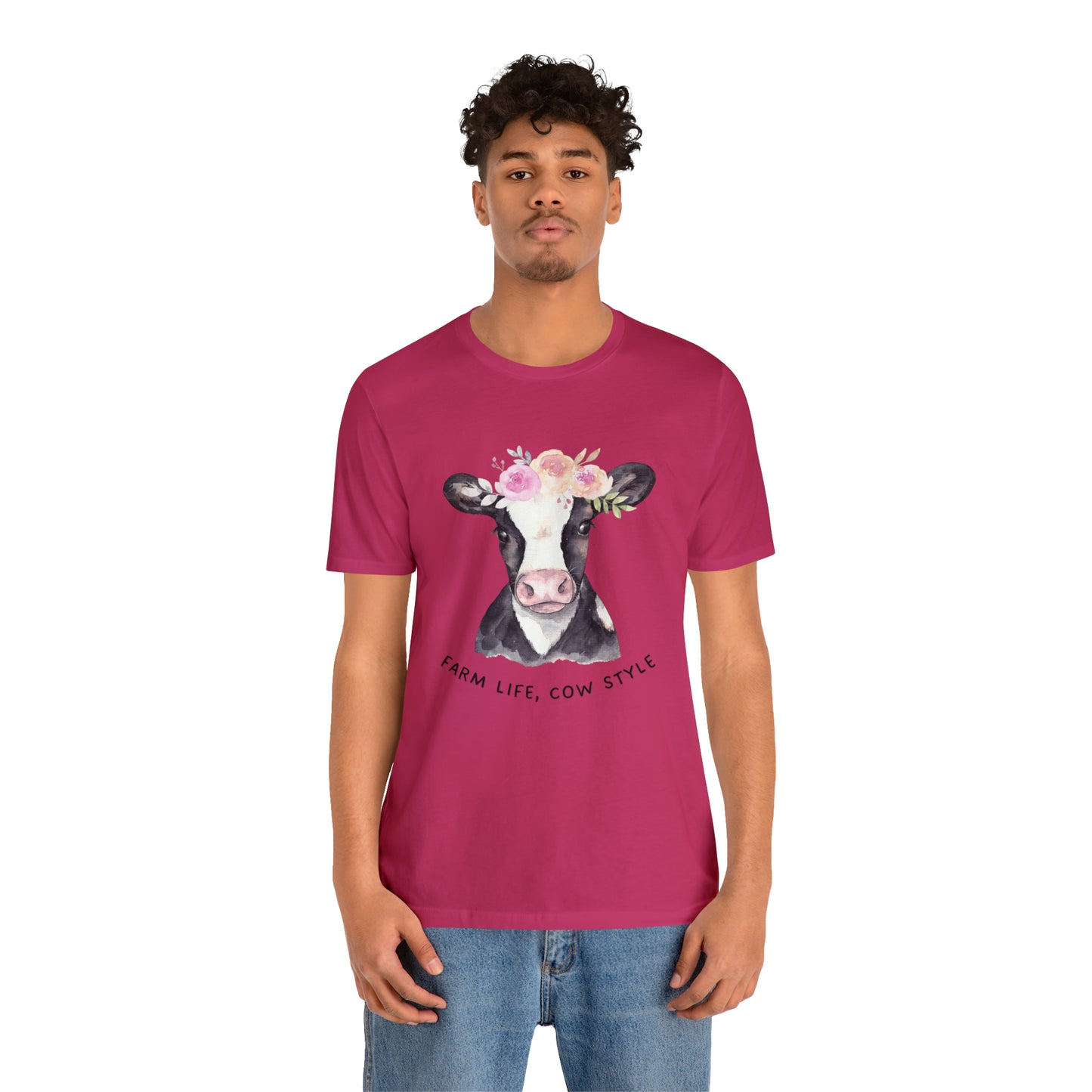 Cow T-Shirt, Farm Shirt, Farm Life Cow Style Shirt, Farm Life Shirt, Country Shirt, Cottagecore Shirt, Cow Shirt, Cow with Flower Wreath