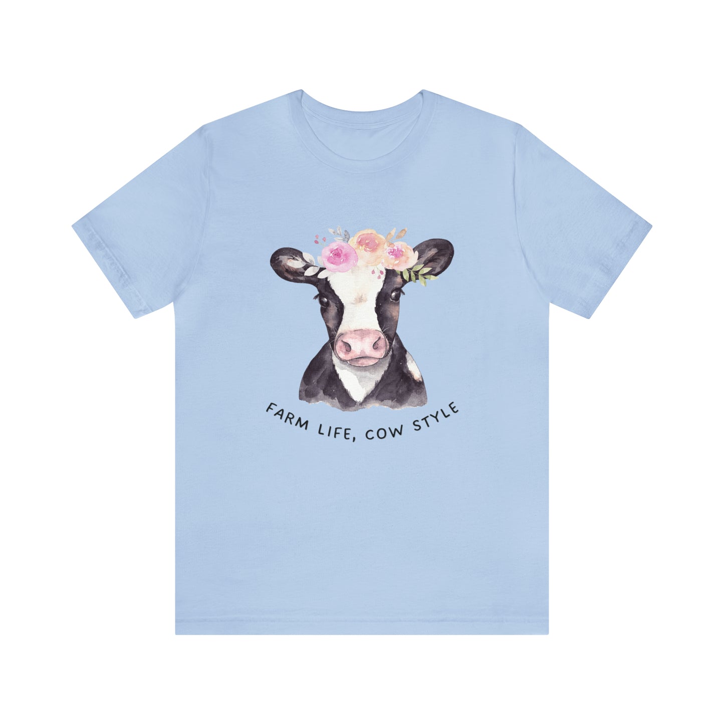 Cow T-Shirt, Farm Shirt, Farm Life Cow Style Shirt, Farm Life Shirt, Country Shirt, Cottagecore Shirt, Cow Shirt, Cow with Flower Wreath