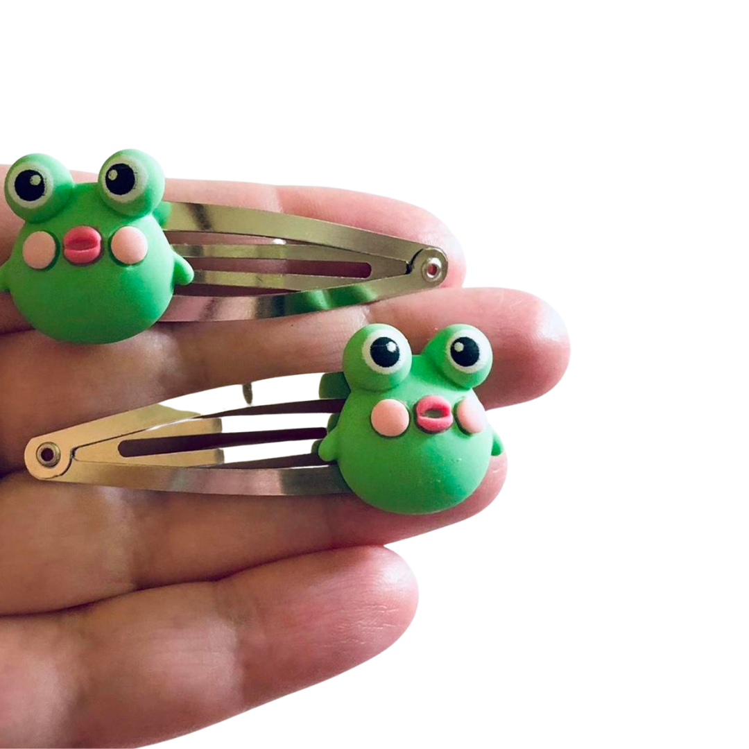 Frog Hair Clips, Frog Snap Clips, Frog Hair Accessories, Froggy Barrettes, Kawaii Hair Clips, Cottagecore Frogs