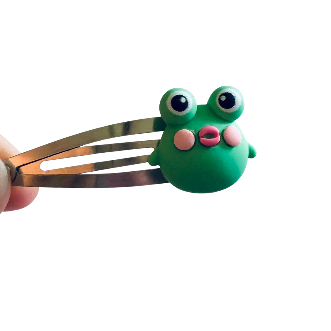 Frog Hair Clips, Frog Snap Clips, Frog Hair Accessories, Froggy Barrettes, Kawaii Hair Clips, Cottagecore Frogs