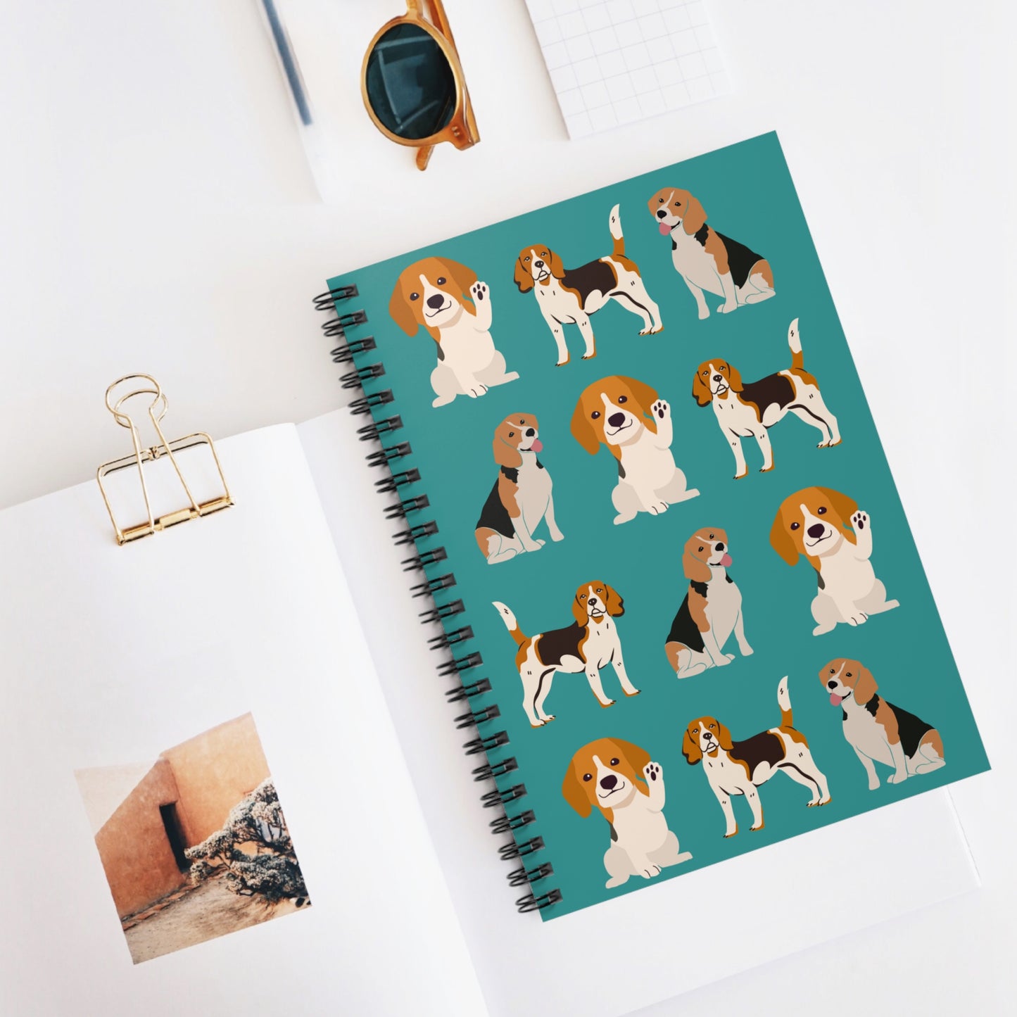 Beagle notebook for dog owners, all over beagle dog print, dog mom gifts stationery