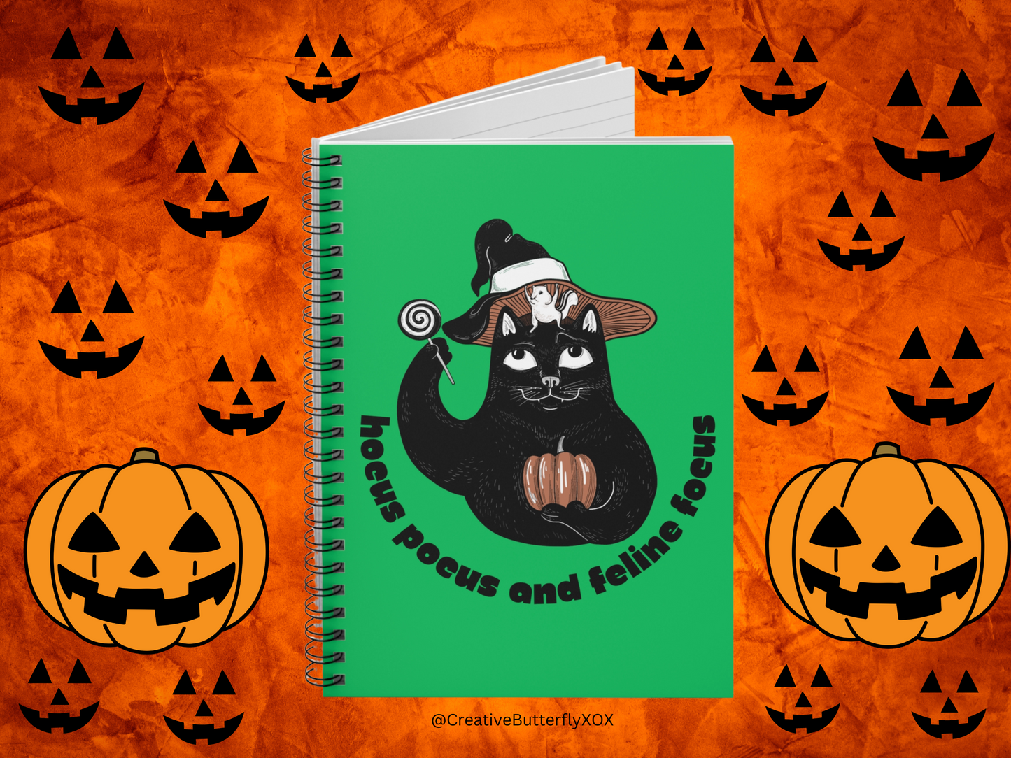 Black Cat Notebook, Hocus Pocus Notebook, Halloween Notebook, Hocus Pocus Journal, Witch Journal, Witches Cat Notebook, Autumn Stationery