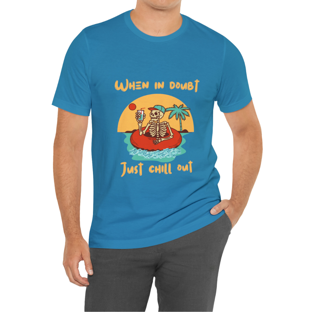Summer Skeleton Shirt, Relaxing Skeleton Shirt, Skeleton at the Beach T-Shirt, Summer Fun Shirt, Unisex Funny Skeleton Shirt, Color Options
