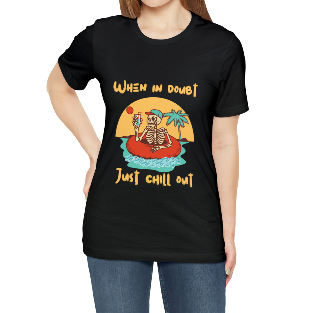 Summer Skeleton Shirt, Relaxing Skeleton Shirt, Skeleton at the Beach T-Shirt, Summer Fun Shirt, Unisex Funny Skeleton Shirt, Color Options