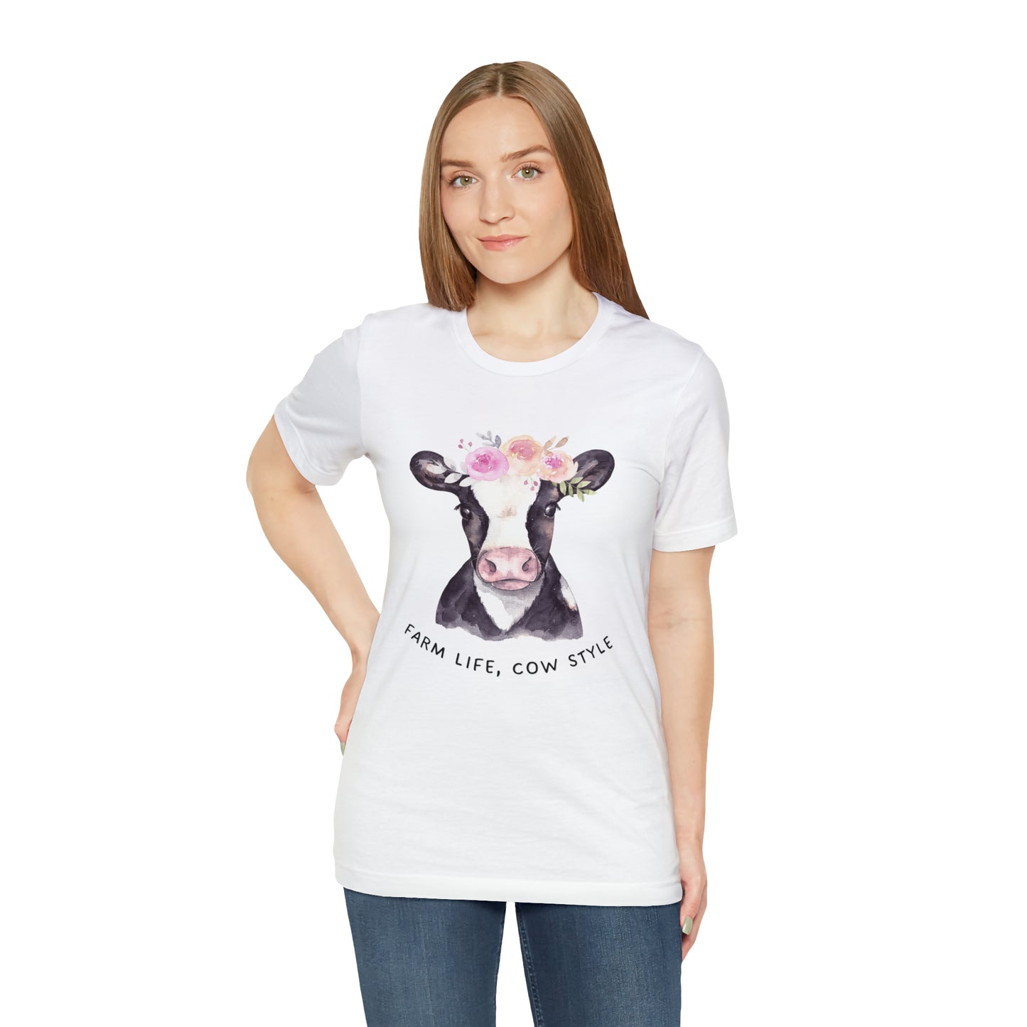 Cow T-Shirt, Farm Shirt, Farm Life Cow Style Shirt, Farm Life Shirt, Country Shirt, Cottagecore Shirt, Cow Shirt, Cow with Flower Wreath