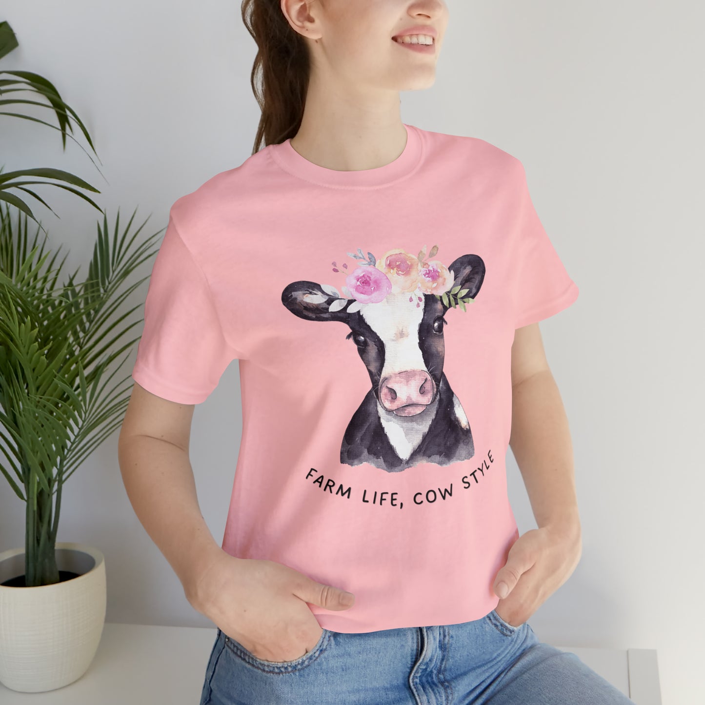 Cow T-Shirt, Farm Shirt, Farm Life Cow Style Shirt, Farm Life Shirt, Country Shirt, Cottagecore Shirt, Cow Shirt, Cow with Flower Wreath