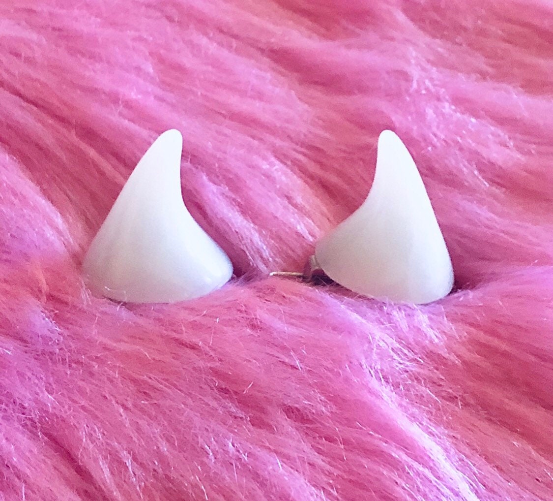 White Devil Horn Hair Clips Hair Accessories Barrettes Halloween Costume Cosplay Dress Up Witchy Woman Wicca Witch