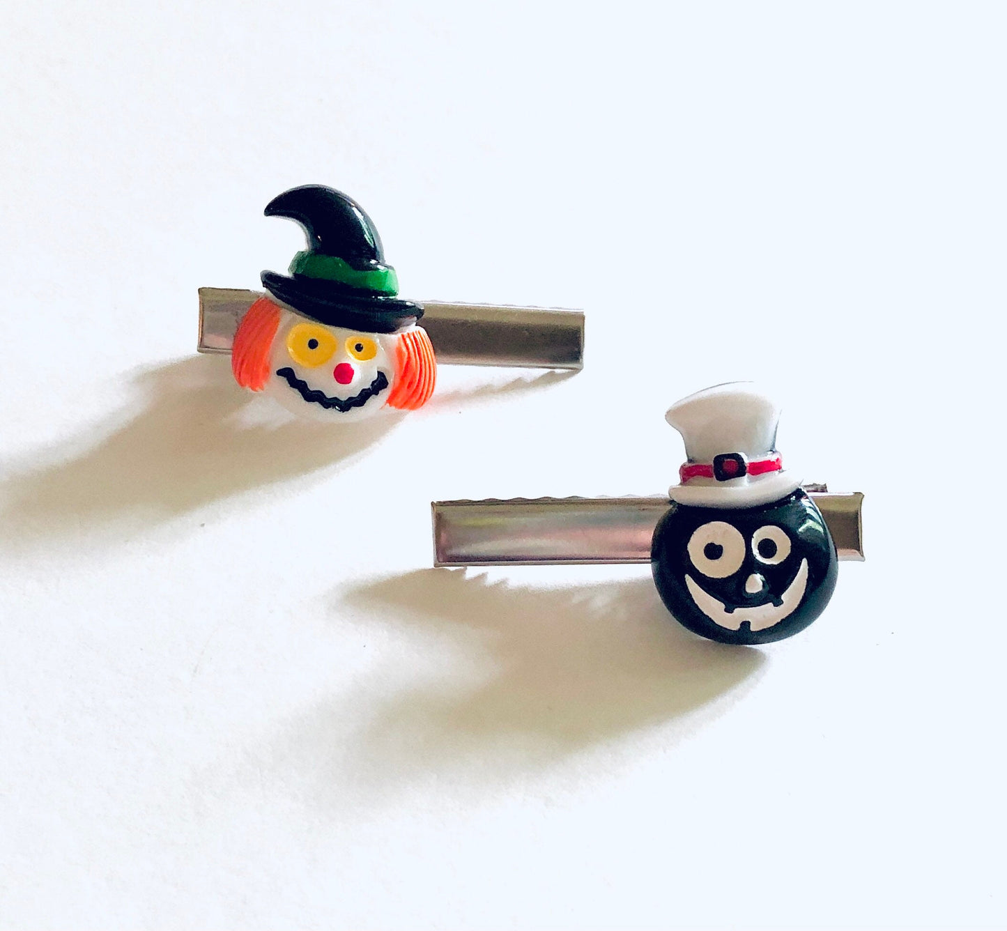 Halloween Hair Clips SET OF 2, Retro looking Witch & Ghoul Ghost, Cute Spooky Season Alligator Clips Barrettes Hair accessories Women Girls