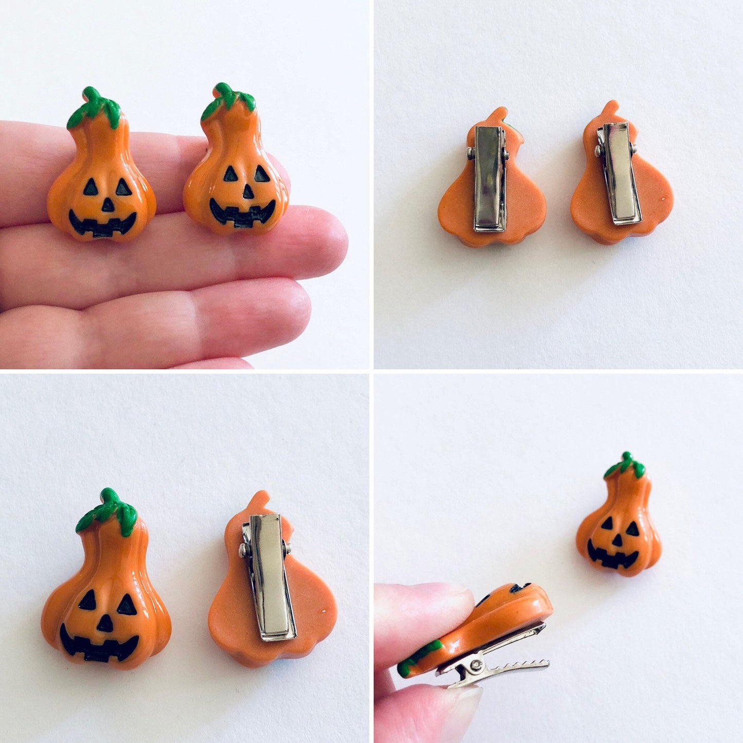 Halloween Mini Orange Gourd Pumpkin Hair Clips, Witchy Woman Halloween Hair Clips