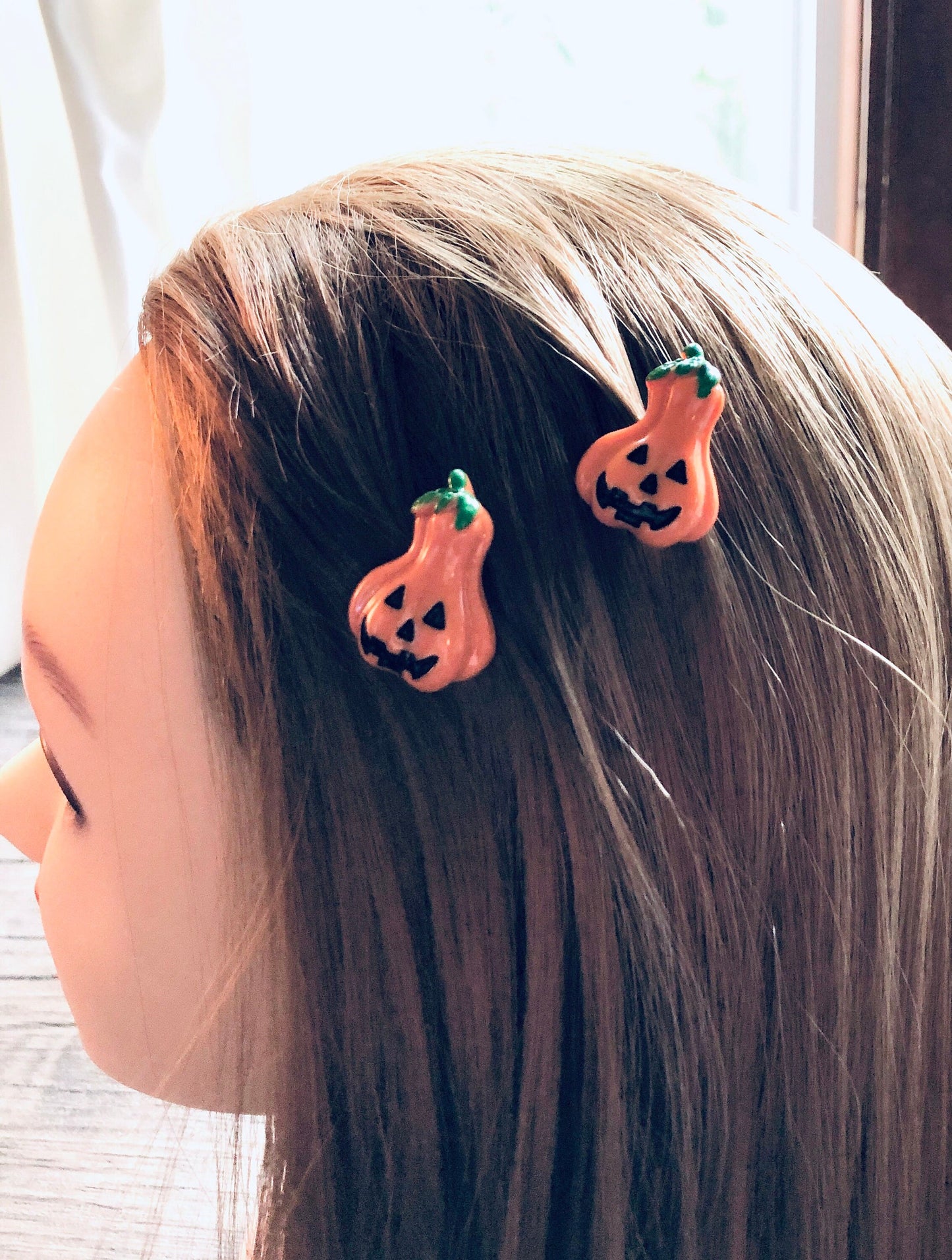 Halloween Mini Orange Gourd Pumpkin Hair Clips, Witchy Woman Halloween Hair Clips