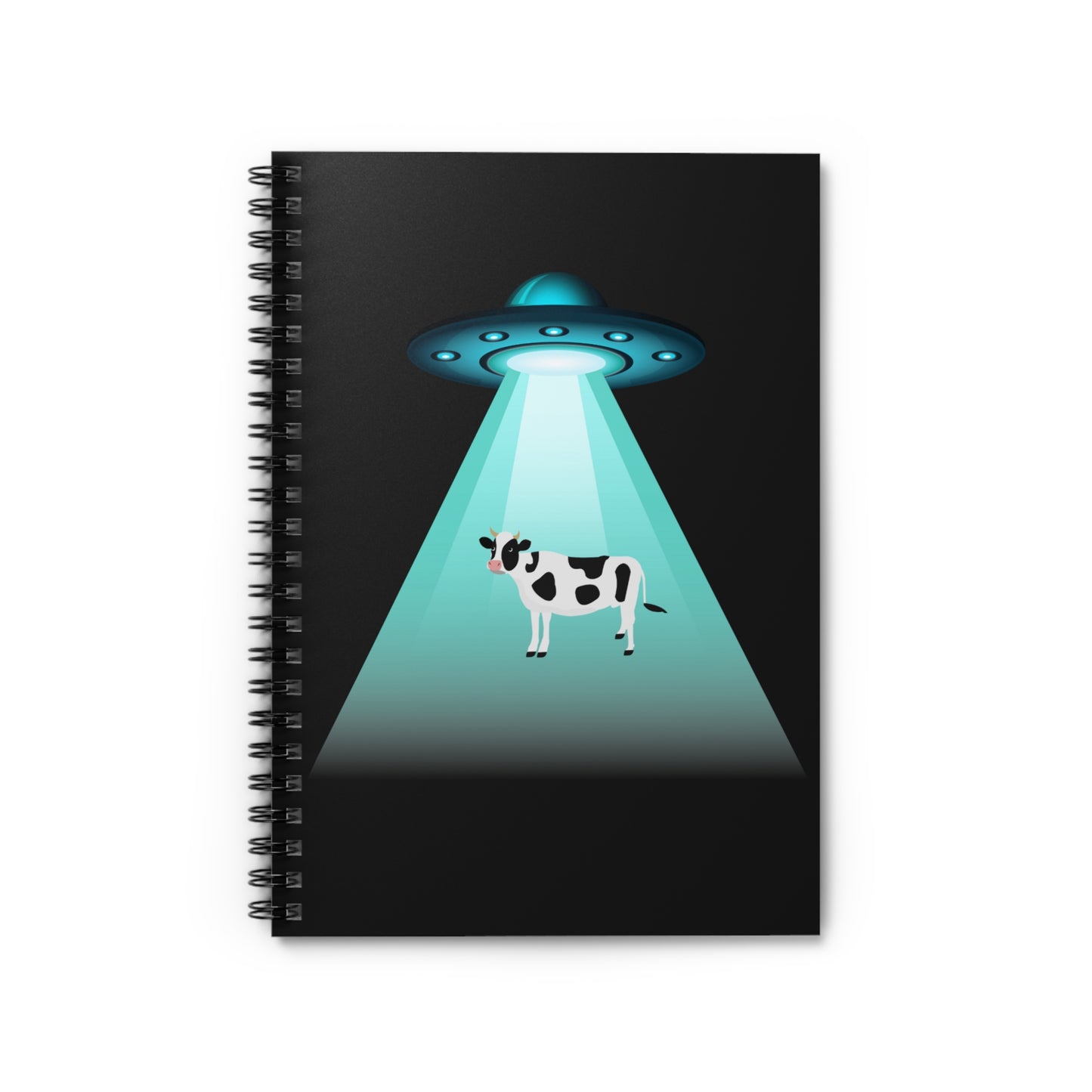 Funny Aliens Notebook, UFO Notebook, Flying saucer Notebook, Alien Spaceship Beaming Up a Cow Stationery, Funny Aliens Journal, UFO Gifts