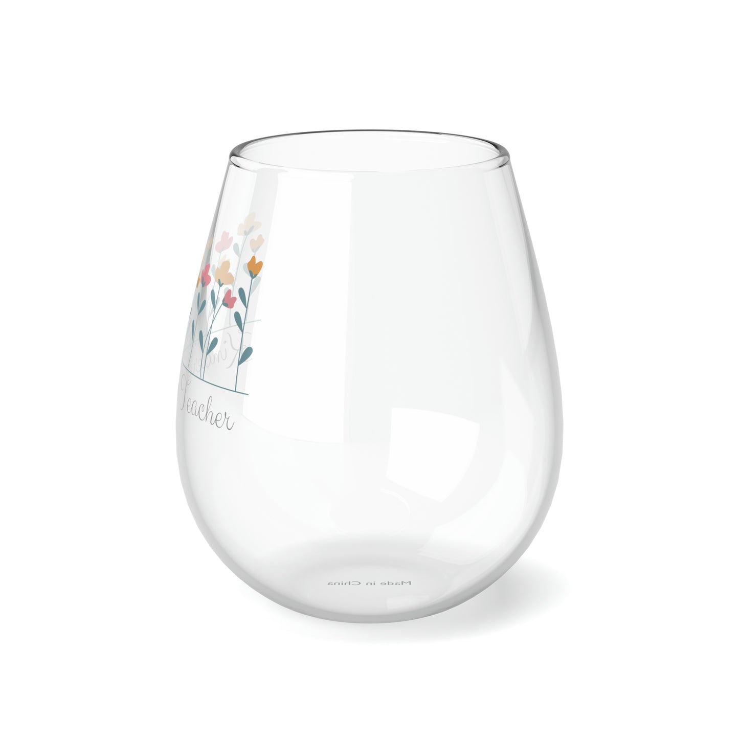 Kindergarten Teacher Wine Glass, Kindergarten Teacher Gifts, Gift For Kindergarten Teacher, Kindergarten Teacher Flower Stemless Wine Glass