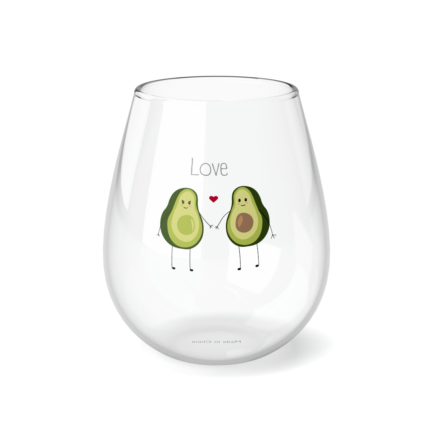 Avocado Wine Glass, Avocado Love Stemless Wine Glass, Guacamole Wine Glass, Gift For Girlfriend Love, Gift For Boyfriend, Love Avocado Gift