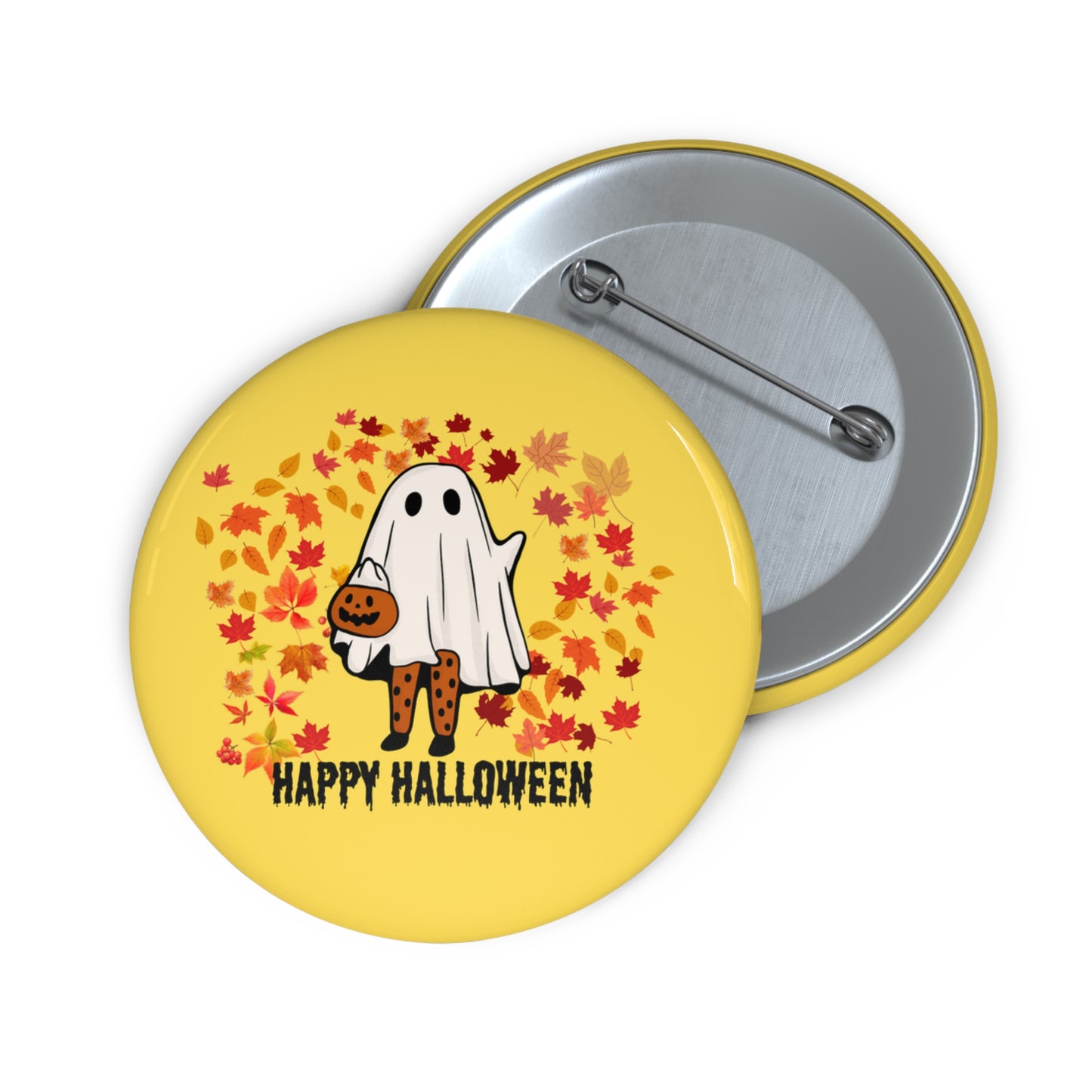 Ghost Girl Pin, Ghoul Frolicking in the Fall Leaves Pin, Ghost Pin, Ghost Button, Cute Ghost Pin, Halloween Pin, Spooky Season Pin Accessory