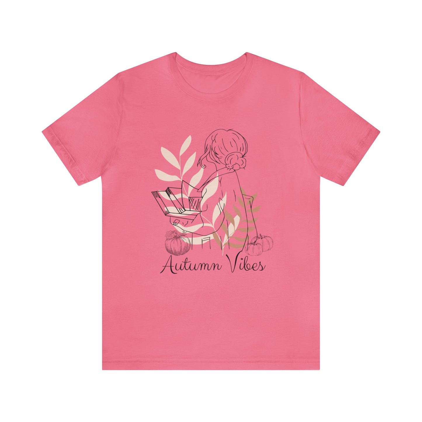 Autumn Vibes T-Shirt, Bookish Shirt, Fall Shirt, Lady with Pumpkin Shirt, Halloween T-Shirt, Autumnal T-Shirt, Autumnal Vibes Shirt