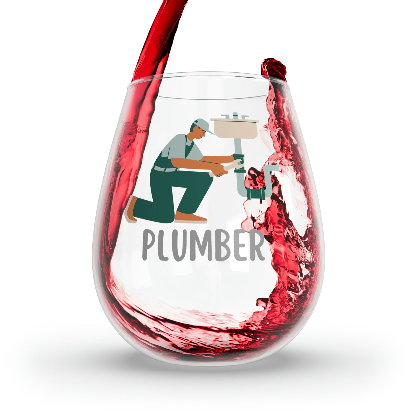 Plumber Drinking Glass, Plumber Gifts, Plumber Wine Glass, Plumber Stemless Wine Glass Gift, Thank You Gift Plumber Retirement Gift