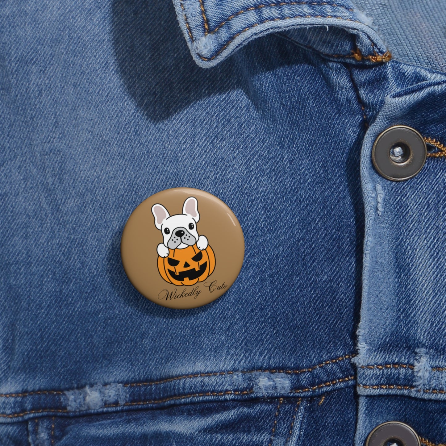 French Bulldog in a Jack O' Lantern Pin, French Bulldog in a Pumpkin Pinback Button, Halloween Dog Pin, French Bulldog Gifts, Spooky Season