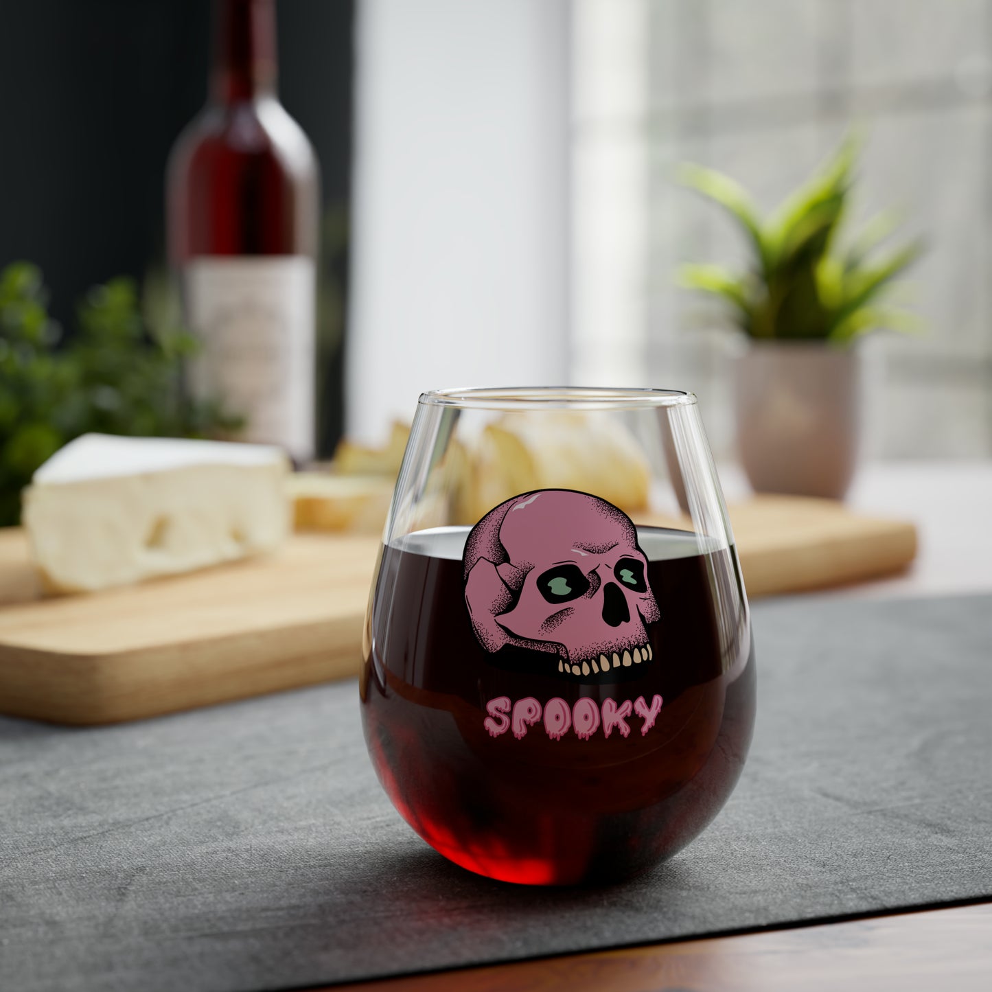 Pink Skull Wine Glass, Spooky Wine Glass, Halloween Wine Glass, Skeleton Skull Stemless Wine Glass, Halloween Gifts, Gothic Girl Goth Gifts