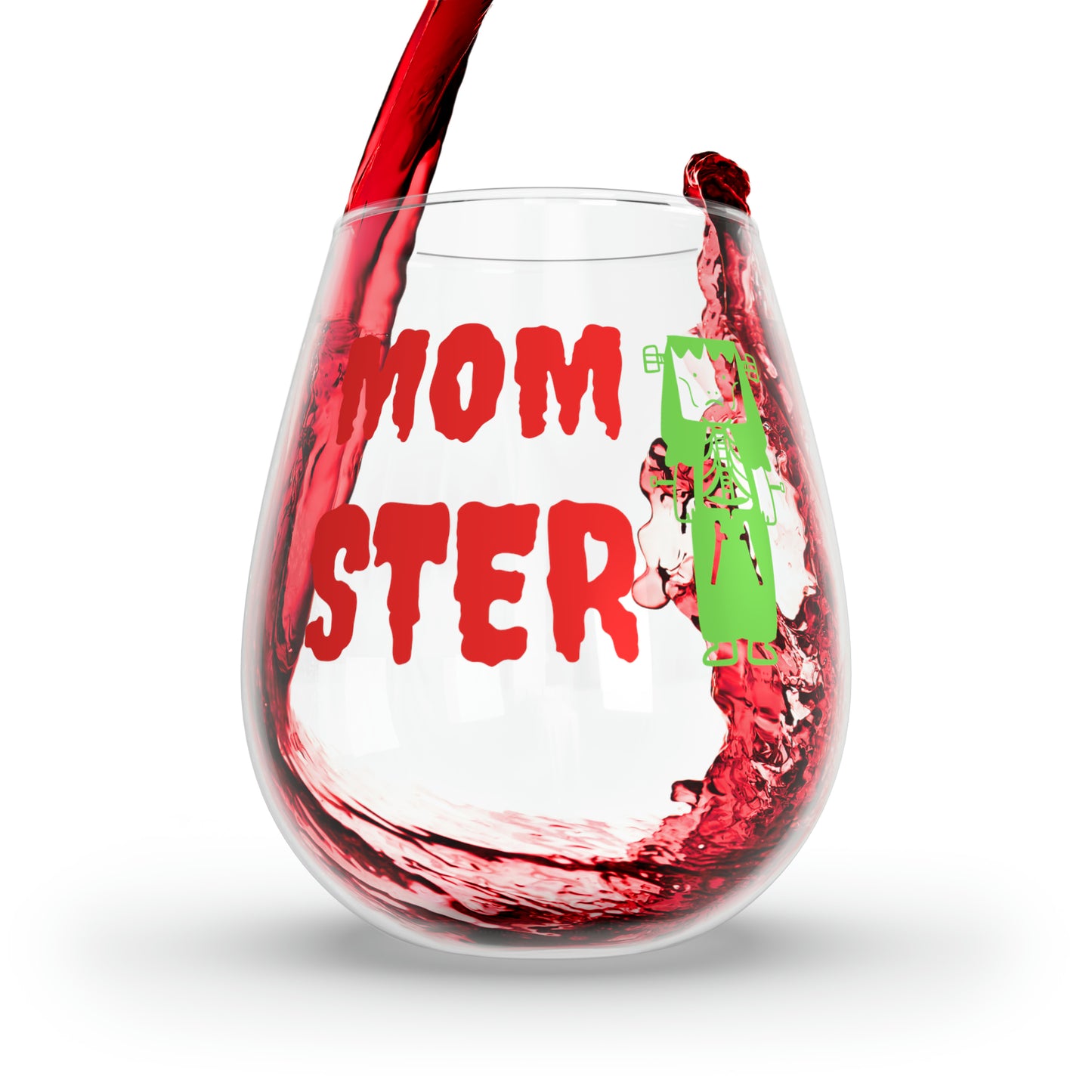 Mom-ster Wine Glass, Mom Wine Glass, Funny Halloween Wine Glass For Mom, Monster Wine Glass, Frankenstein Wine Glass, Gift For Mom Spooky