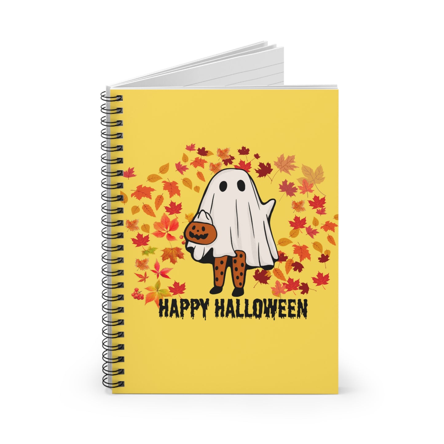 Lady Ghost NoteBook, Cute Spooky Season Notebook, Ghost Journal, Happy Halloween Notebook, Fall Leaves Notebook, Autumnal Notebook Gift