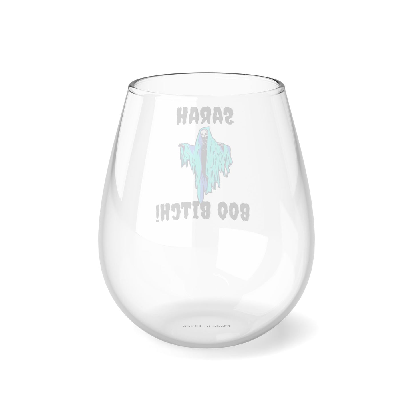 Personalized Boo Bitch Wine Glass, Funny Skeleton Wine Glass, Floating Ghoul Glass, Custom Halloween Wine Glass, Spooky Season