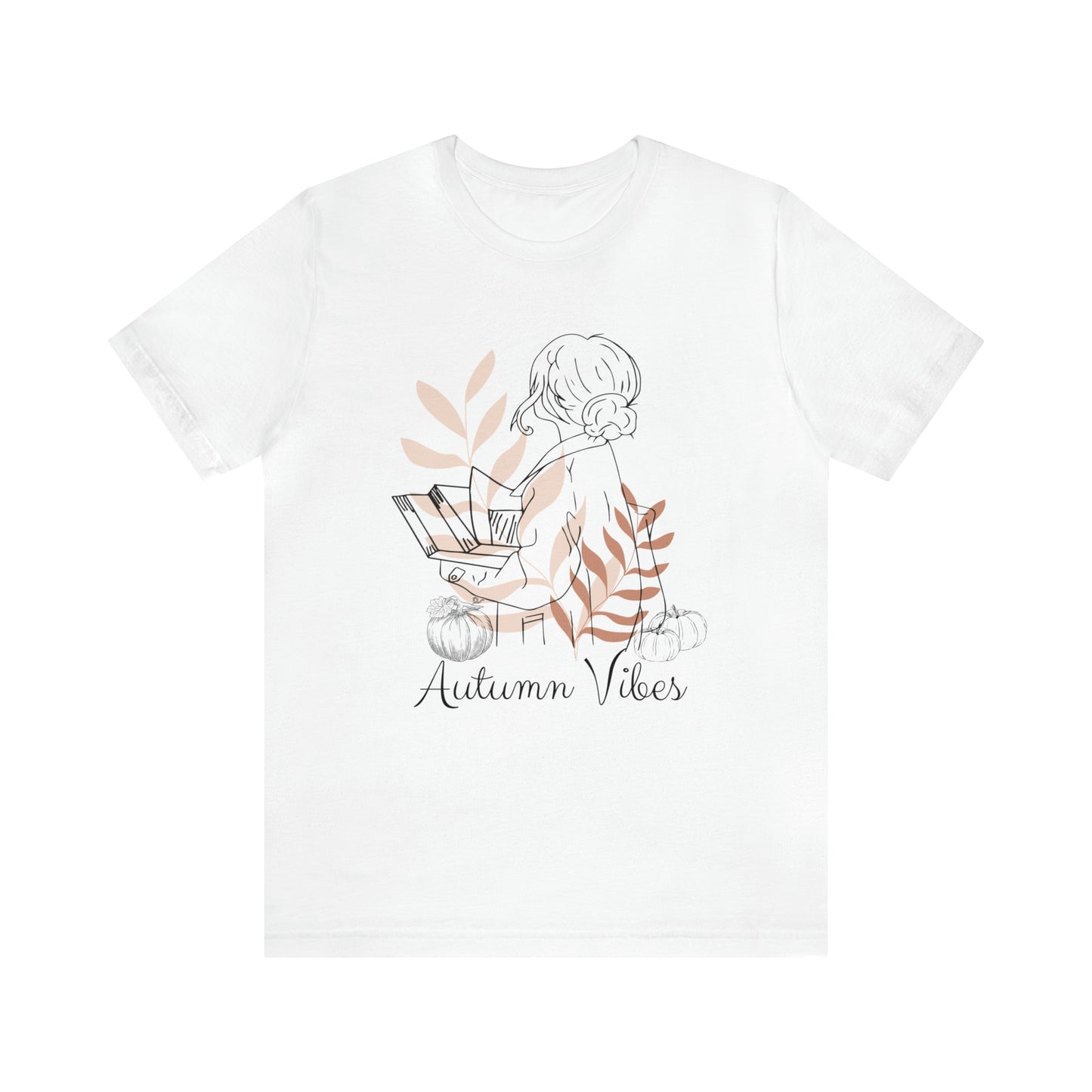 Autumn Vibes T-Shirt, Bookish Shirt, Fall Shirt, Lady with Pumpkin Shirt, Halloween T-Shirt, Autumnal T-Shirt, Autumnal Vibes Shirt