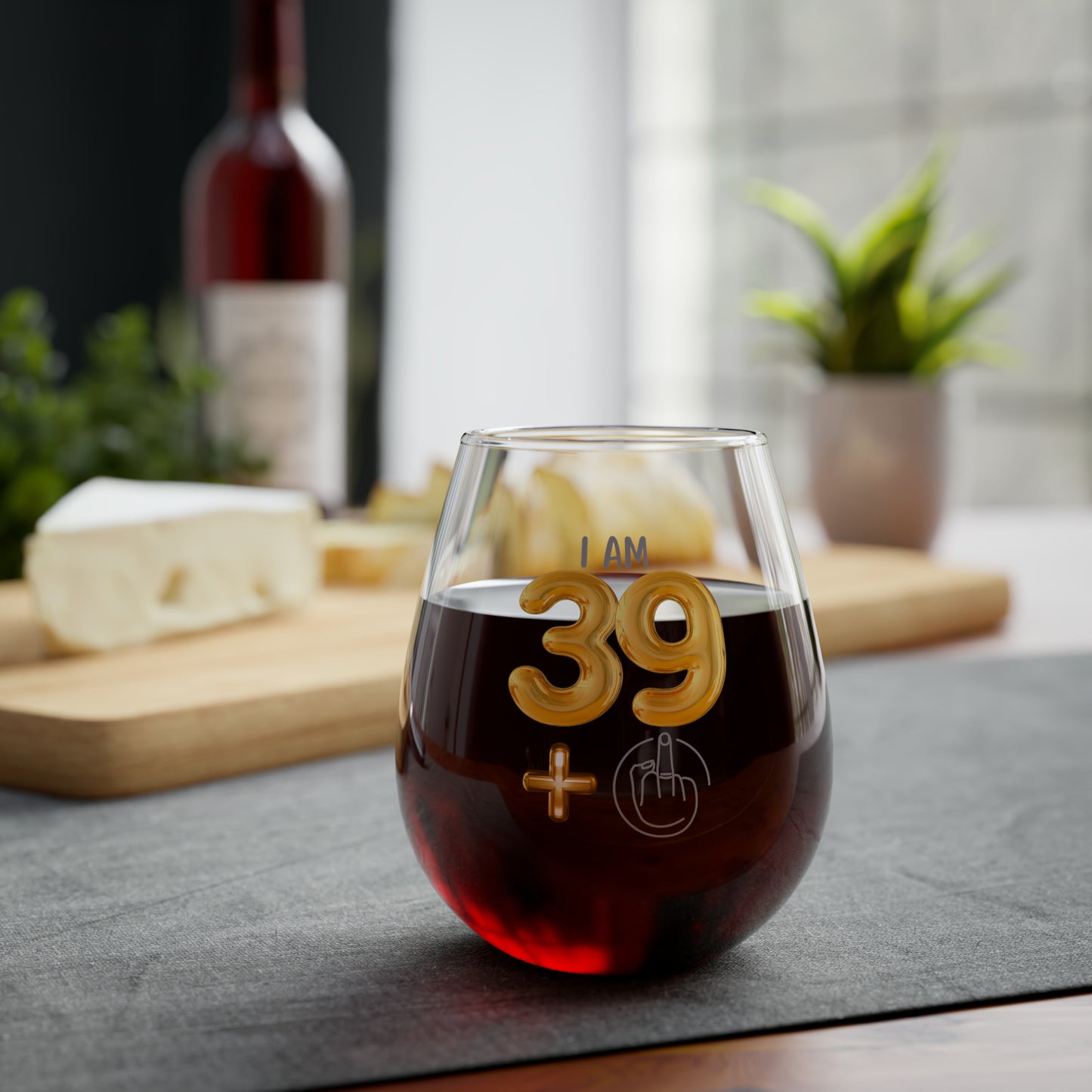 40th Birthday Wine Glass, I'm 39 + Middle Finger 40th Stemless Wine Glass, Funny Gift For 40th Birthday Girl, 40th Birthday Tumbler