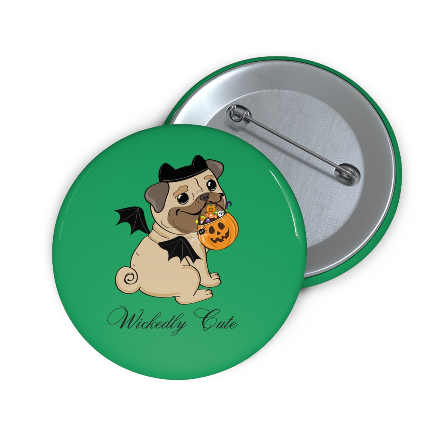 Cute Halloween Pug Pin, Pug in Bat Costume Pin, Halloween Pin, Pug Pinback Button, Pug Accessories, Pug Mom Gifts, Pug Bat Pin Badge Gift