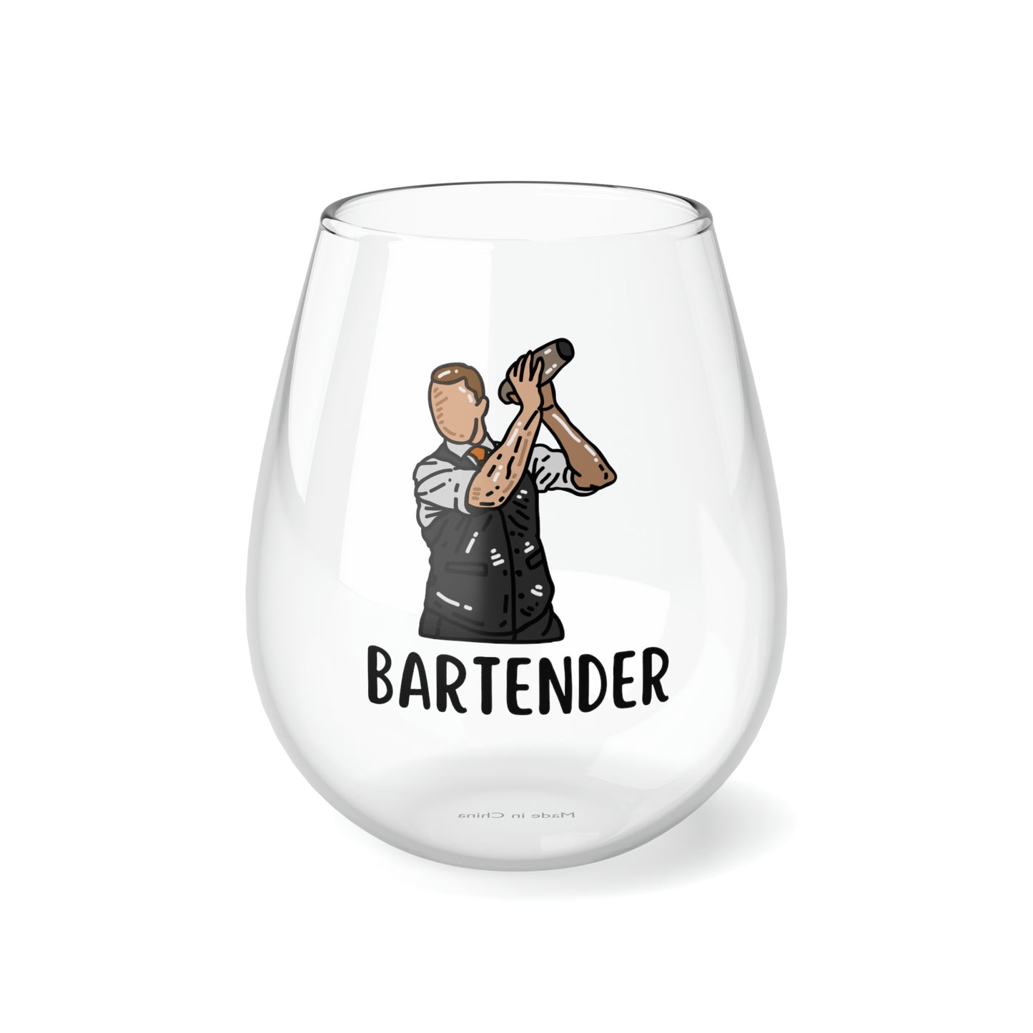 Bartender Wine Glass, Gift For Male Bartender, Bartender Thank You Gift, Bartender Stemless Wine Glass Gift, Bartender Christmas Gift