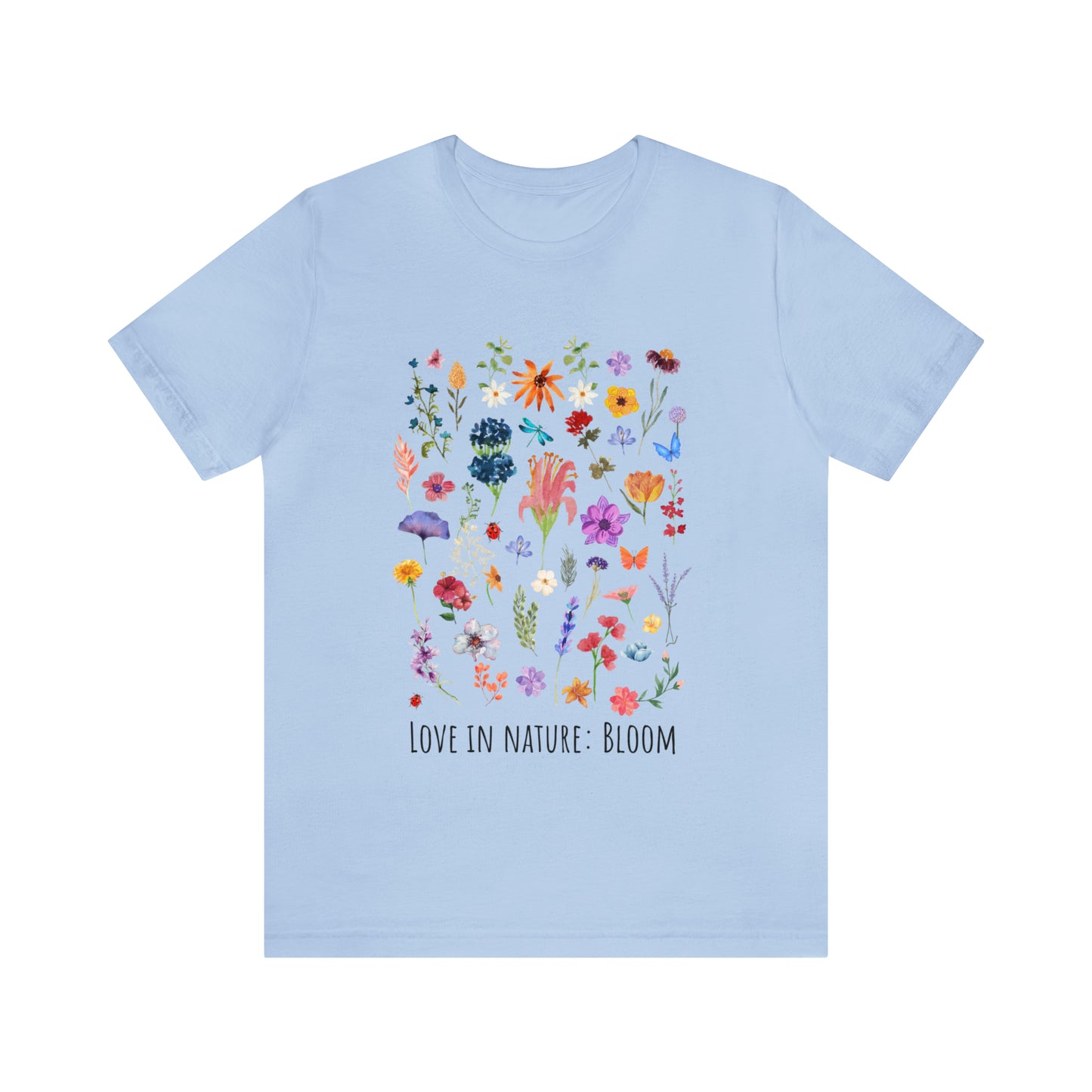 Wildflowers T-shirt, Love in Nature Bloom Tshirt, Retro Design Floral Shirt, Unisex Tee, Hippie Hippies Shirt, Color Options Available