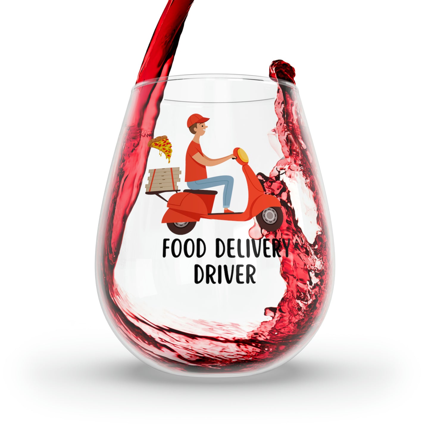 Food Delivery Driver Wine Glass, Food Delivery Driver Gifts, Thanks Delivery Driver Gifts, Delivery Driver Birthday Gift Stemless Wine Glass