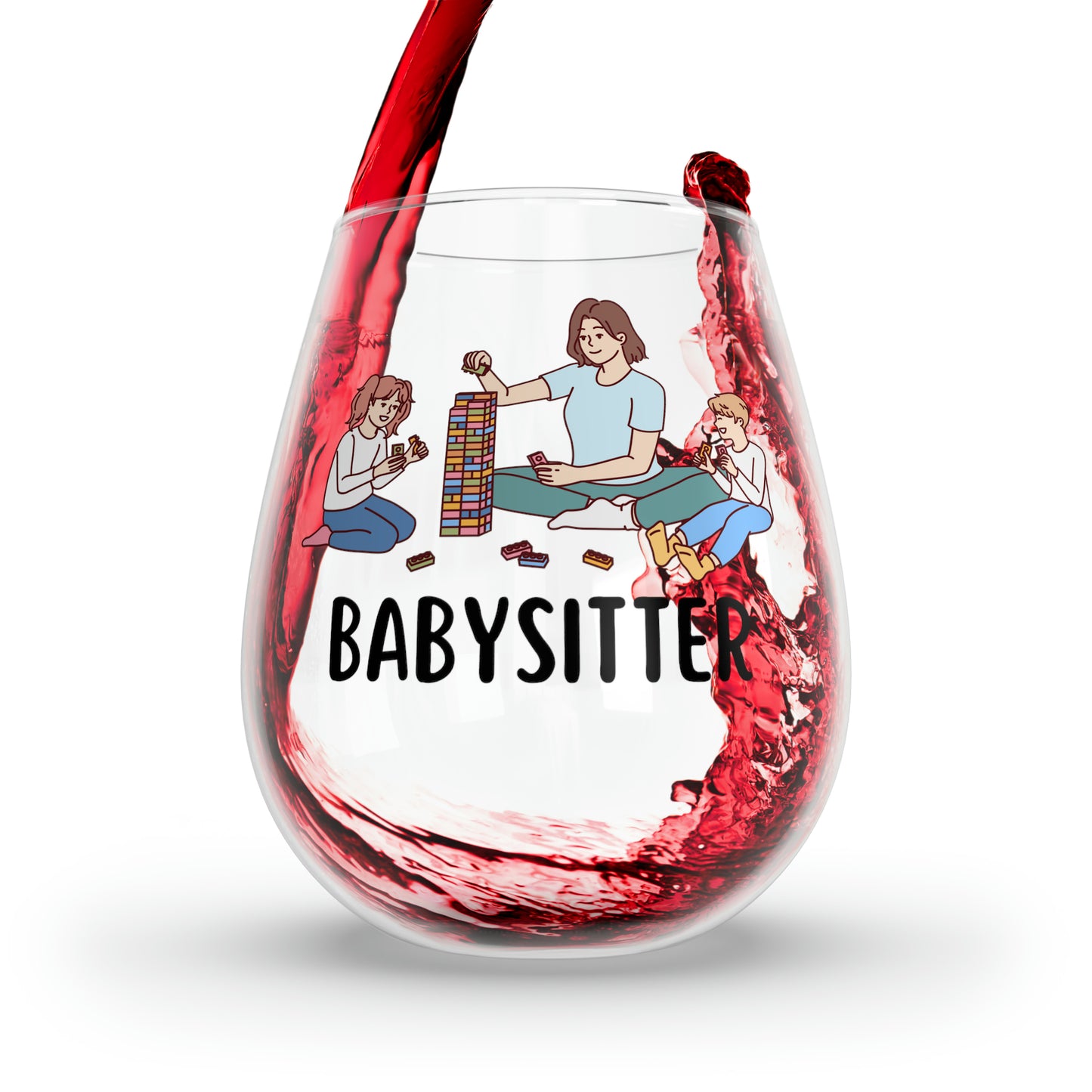 Babysitter Gift, Babysitter Drinking Glass, Babysitter Wine Glass, Gift For Babysitter, Baby Sitter Stemless Wine Glass, Baby Sitter Glass