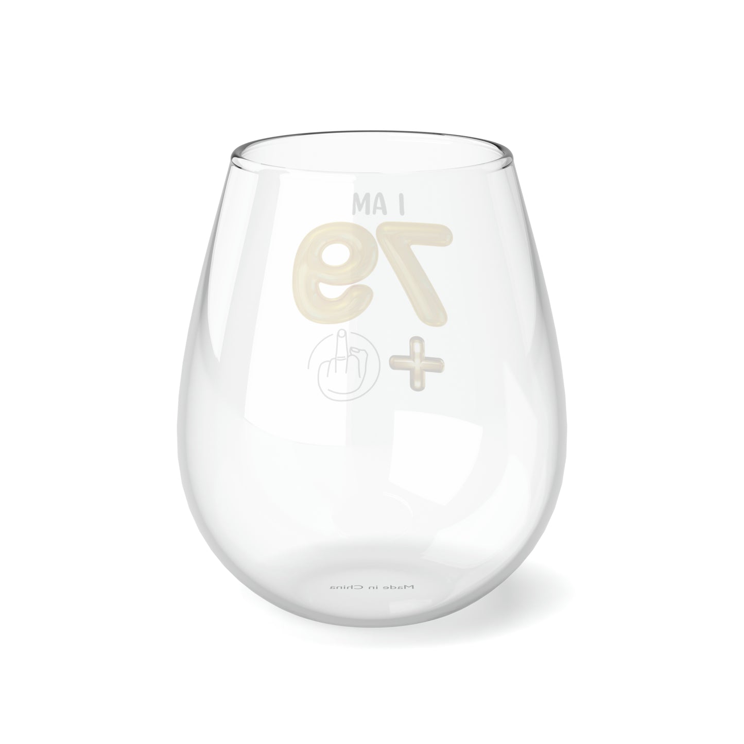 Birthday Wine Glass 80th, I'm 79 + Middle Finger 80th Stemless Wine Glass, Funny Gift For 80th Birthday Girl, Funny Wine Glass Birthday Gift