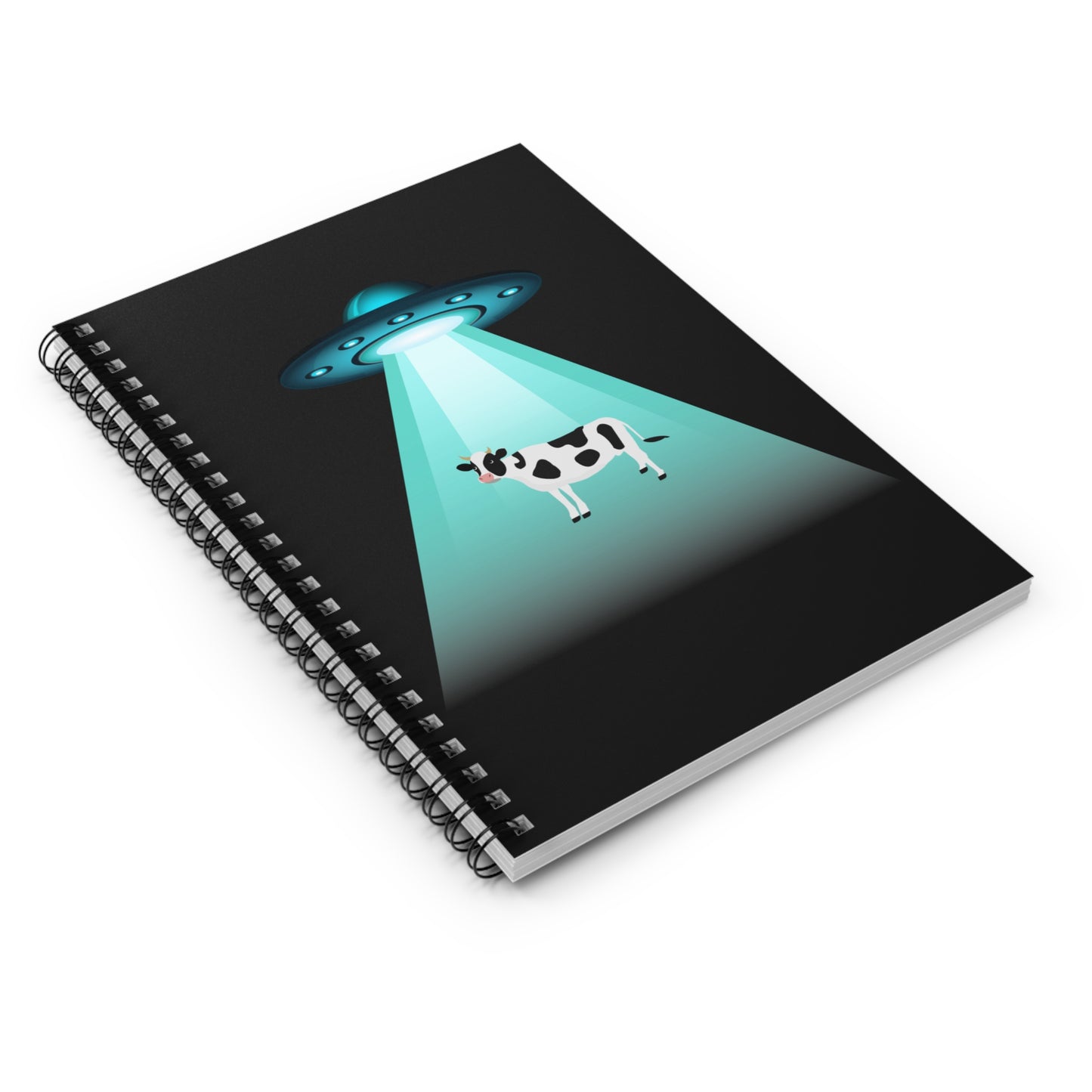 Funny Aliens Notebook, UFO Notebook, Flying saucer Notebook, Alien Spaceship Beaming Up a Cow Stationery, Funny Aliens Journal, UFO Gifts