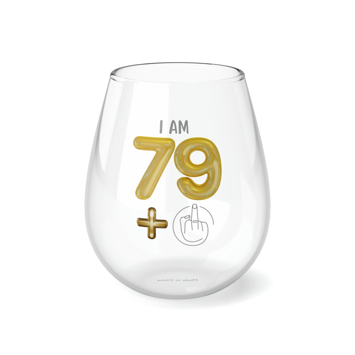 Birthday Wine Glass 80th, I'm 79 + Middle Finger 80th Stemless Wine Glass, Funny Gift For 80th Birthday Girl, Funny Wine Glass Birthday Gift