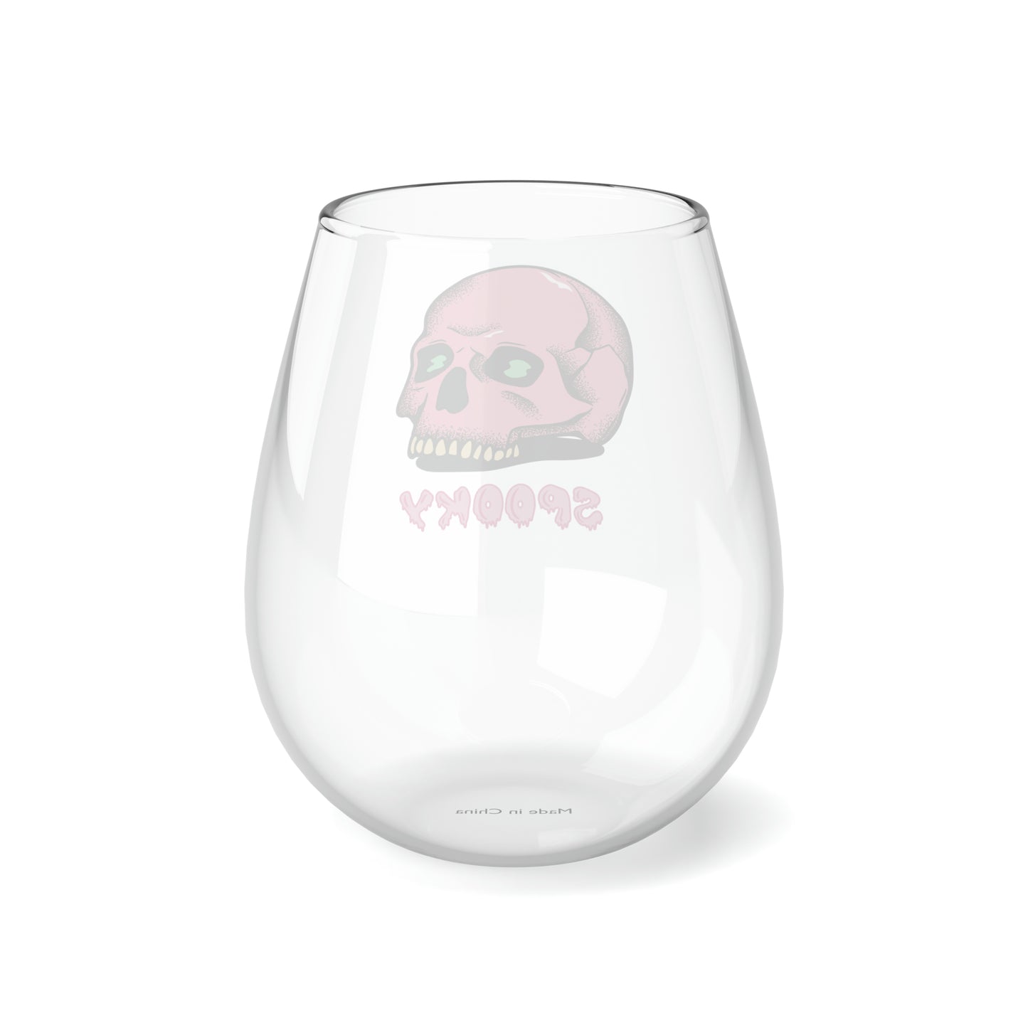 Pink Skull Wine Glass, Spooky Wine Glass, Halloween Wine Glass, Skeleton Skull Stemless Wine Glass, Halloween Gifts, Gothic Girl Goth Gifts