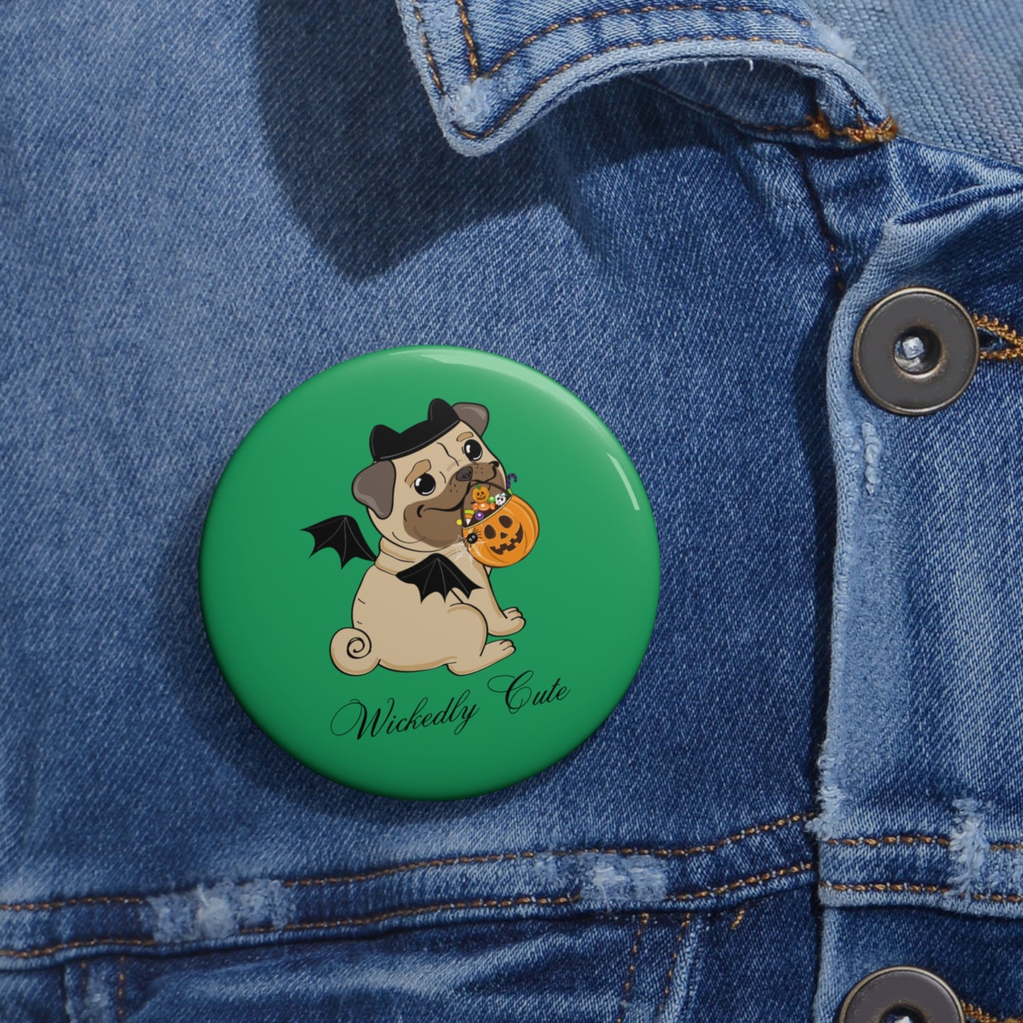 Cute Halloween Pug Pin, Pug in Bat Costume Pin, Halloween Pin, Pug Pinback Button, Pug Accessories, Pug Mom Gifts, Pug Bat Pin Badge Gift