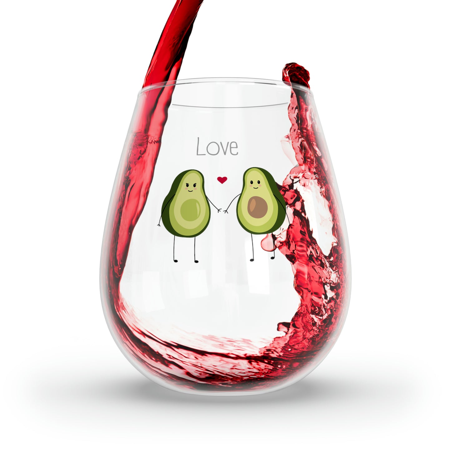 Avocado Wine Glass, Avocado Love Stemless Wine Glass, Guacamole Wine Glass, Gift For Girlfriend Love, Gift For Boyfriend, Love Avocado Gift