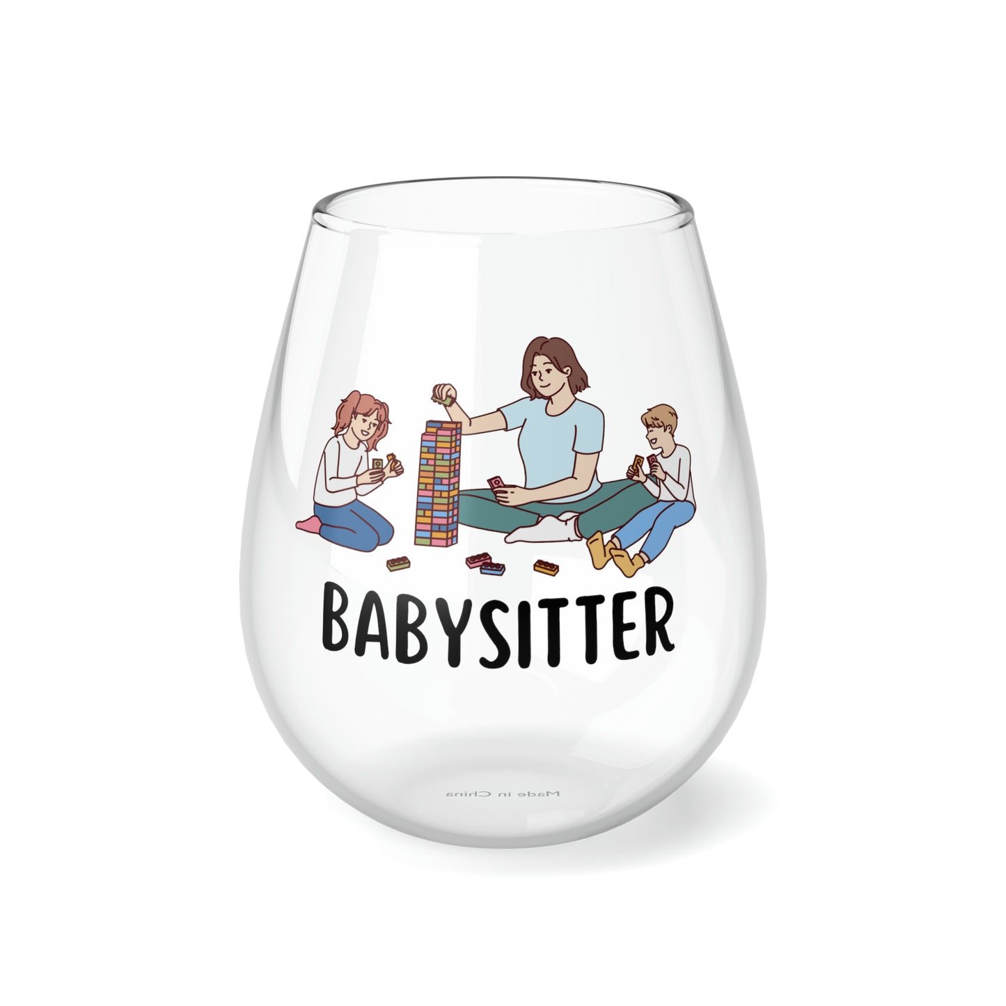 Babysitter Gift, Babysitter Drinking Glass, Babysitter Wine Glass, Gift For Babysitter, Baby Sitter Stemless Wine Glass, Baby Sitter Glass