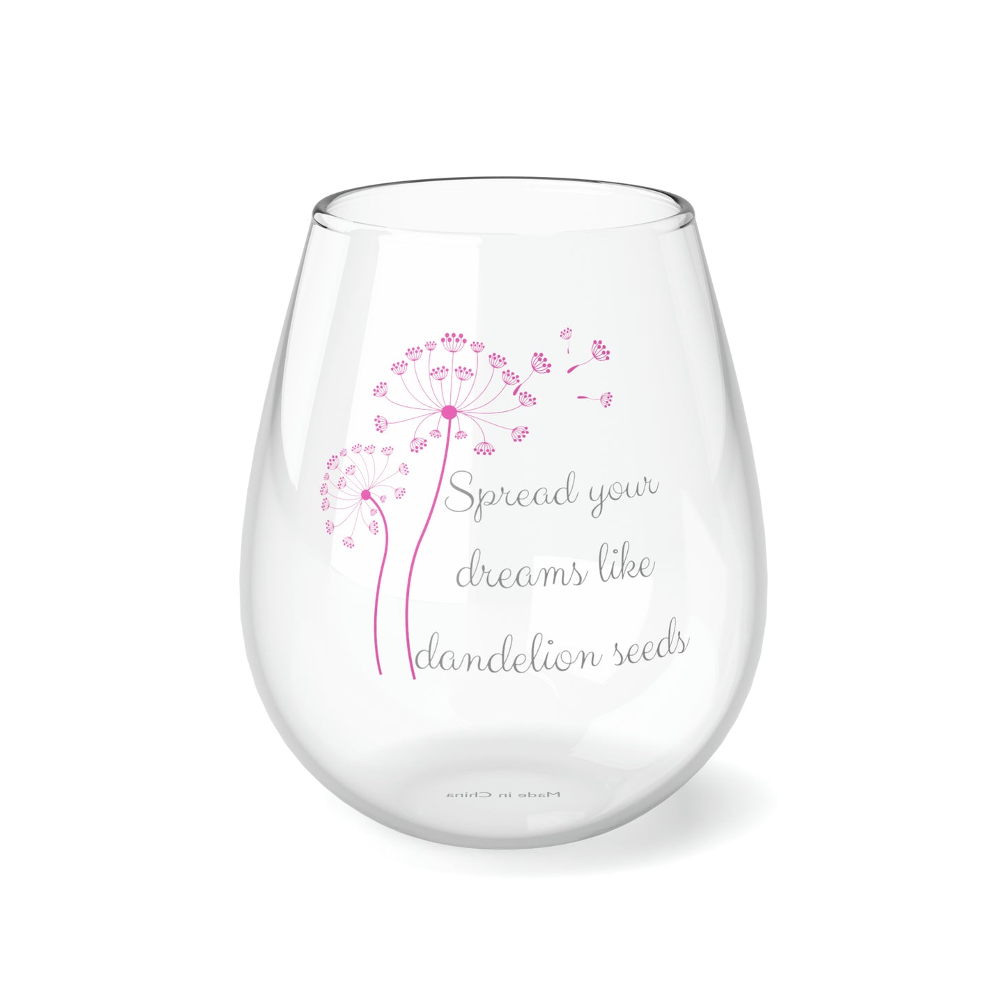 Dandelion Seeds Wine Glass, Spread Your Dreams Like Dandelion Seeds Stemless Wine Glass, Dandelions Wine Glass, Flowers Wine Glass Gift